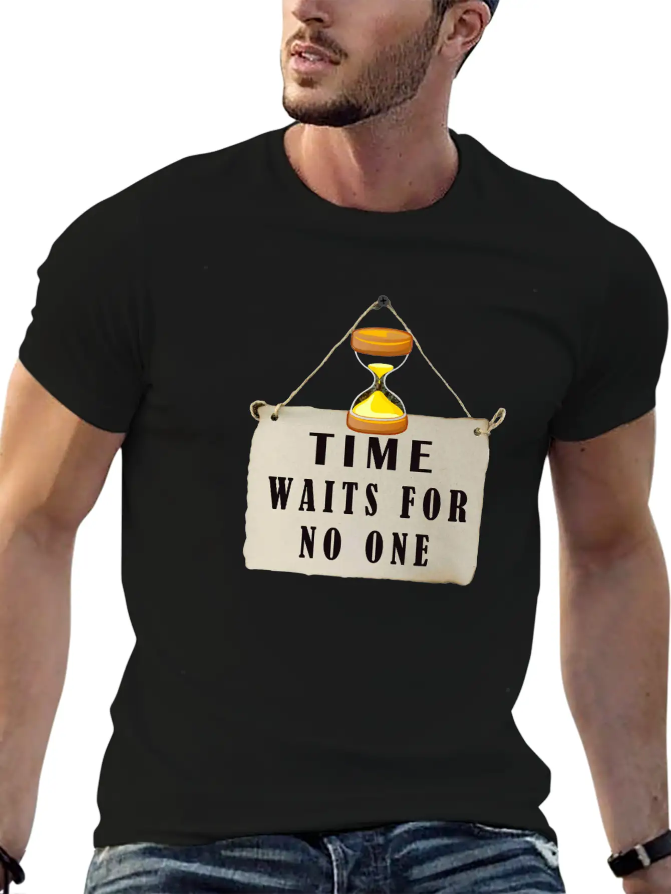 Time Waits For No One: Hourglass Wisdom Relaxed Everyday Tee – Lightweight And Durable Cotton