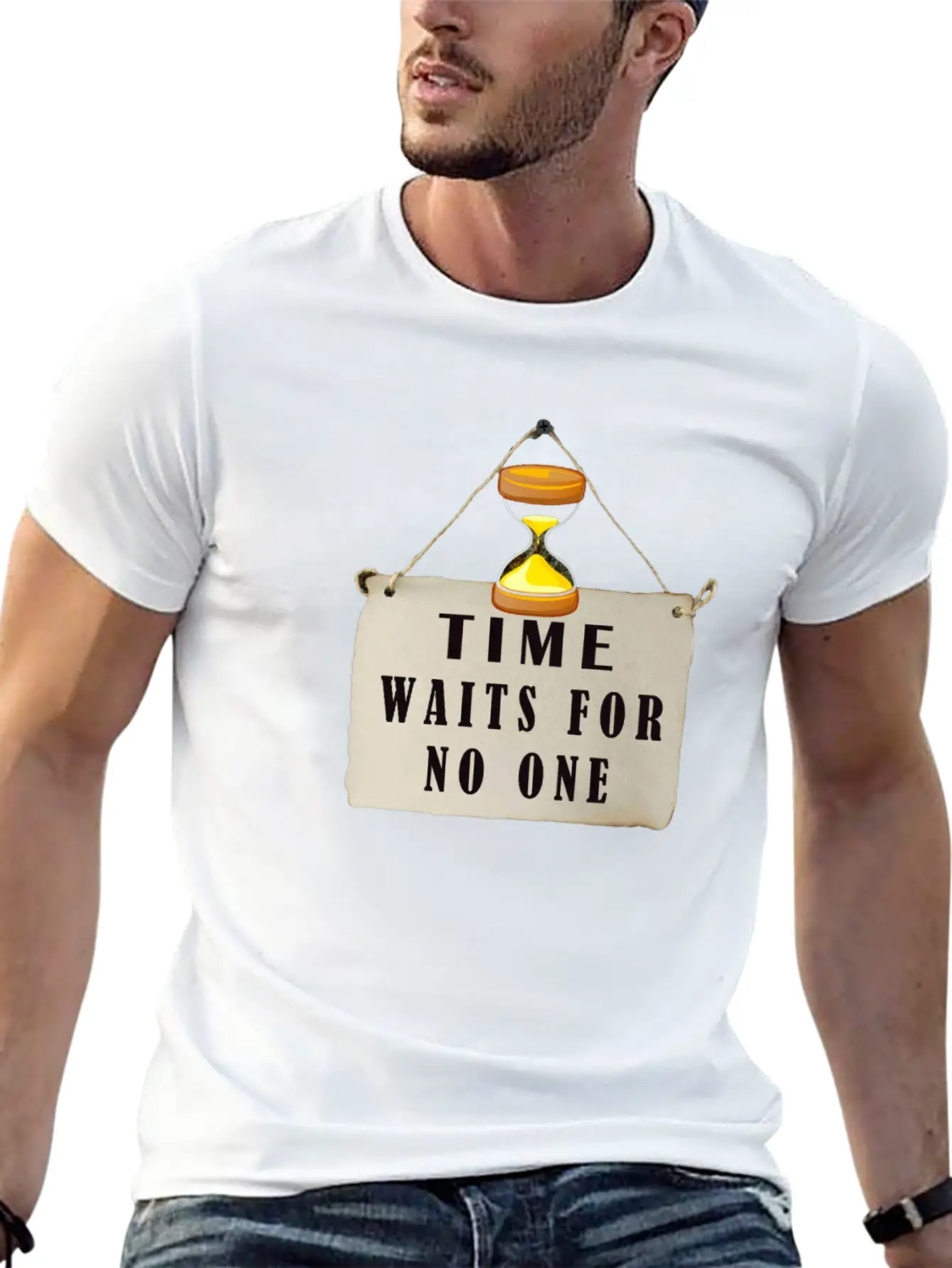 Time Waits For No One: Hourglass Wisdom Relaxed Everyday Tee – Lightweight And Durable Cotton