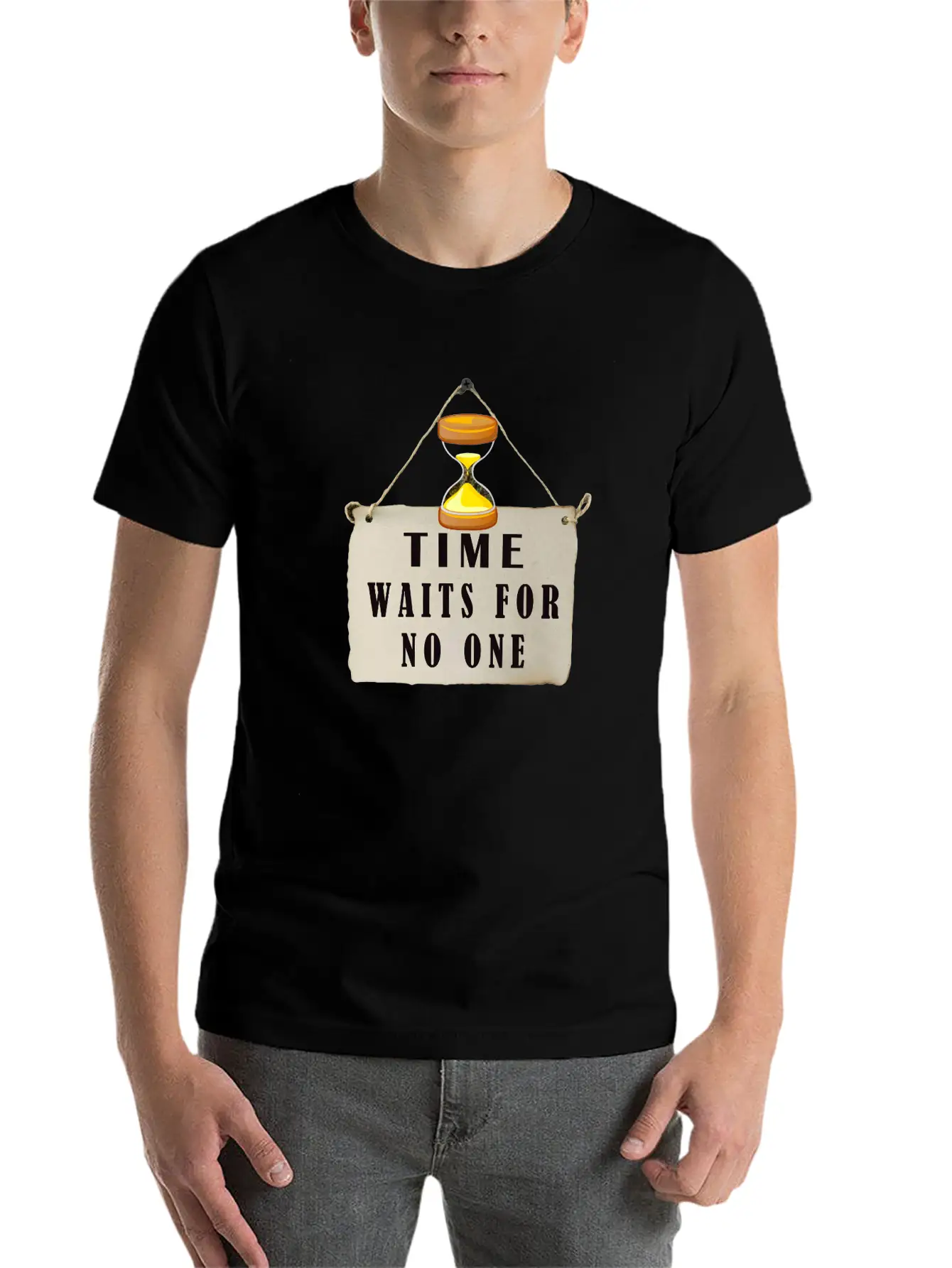 Time Waits For No One: Hourglass Wisdom Relaxed Everyday Tee – Lightweight And Durable Cotton