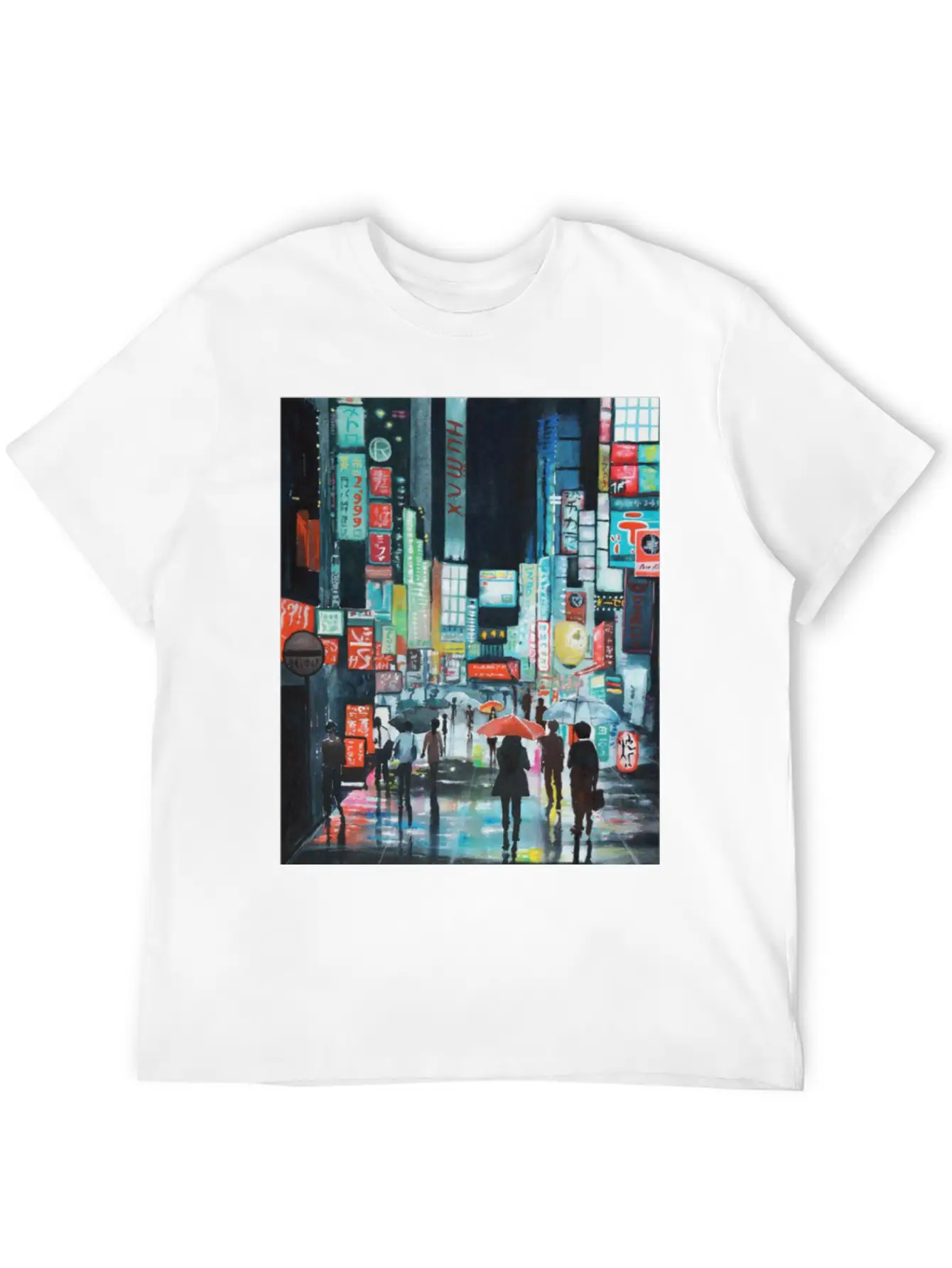 Tokyo Street Watercolor Basic Graphic T-Shirt – Daily Comfort In Soft Cotton