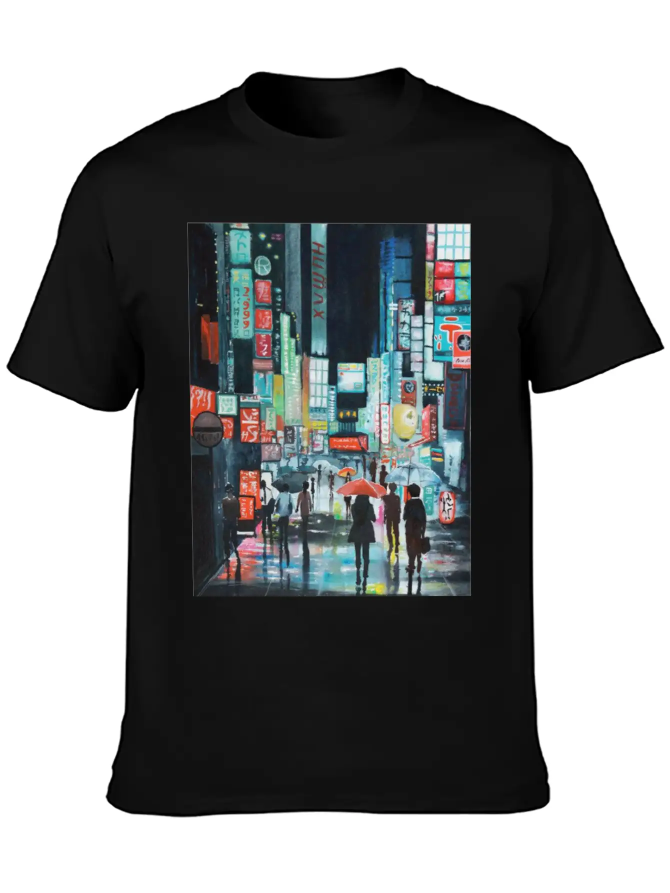 Tokyo Street Watercolor Basic Graphic T-Shirt – Daily Comfort In Soft Cotton