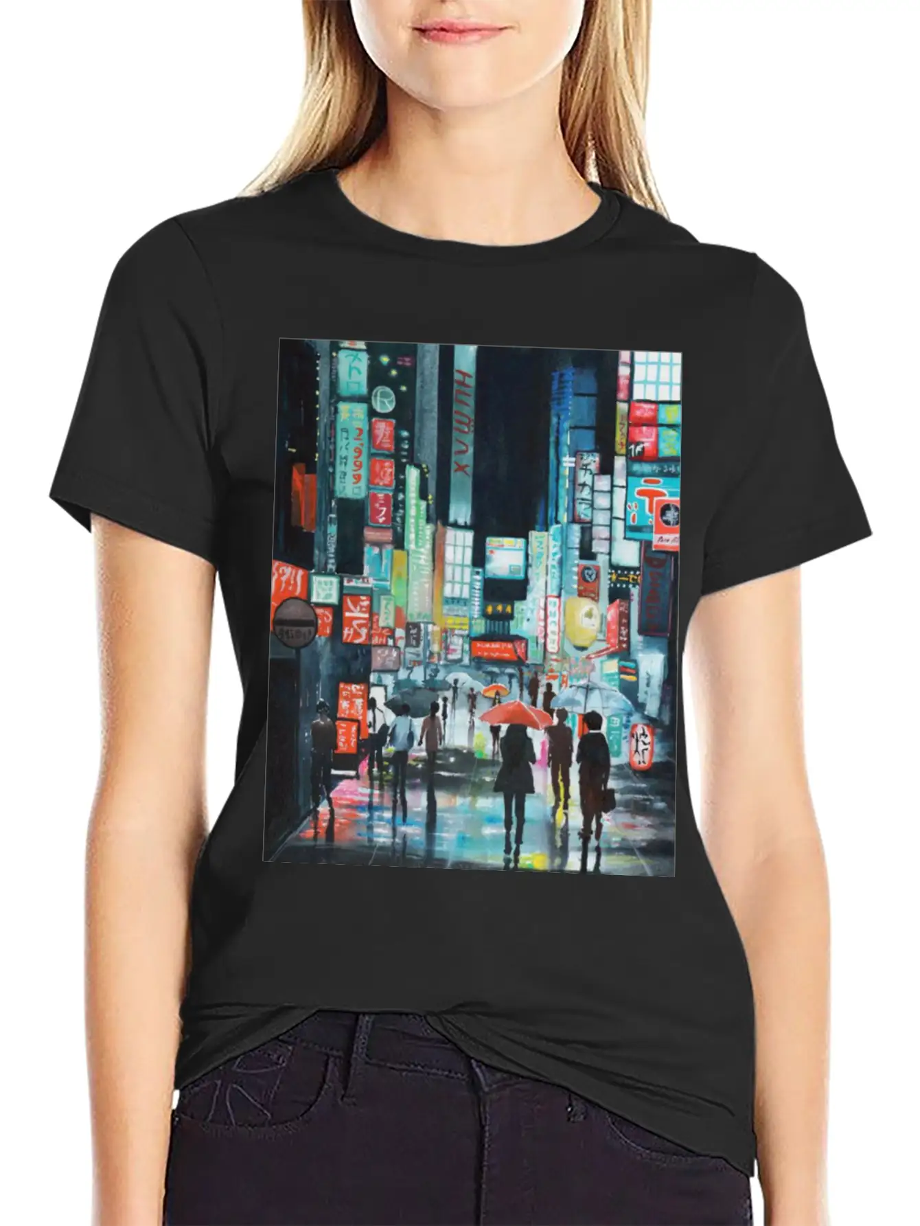 Tokyo Street Watercolor Basic Graphic T-Shirt – Daily Comfort In Soft Cotton
