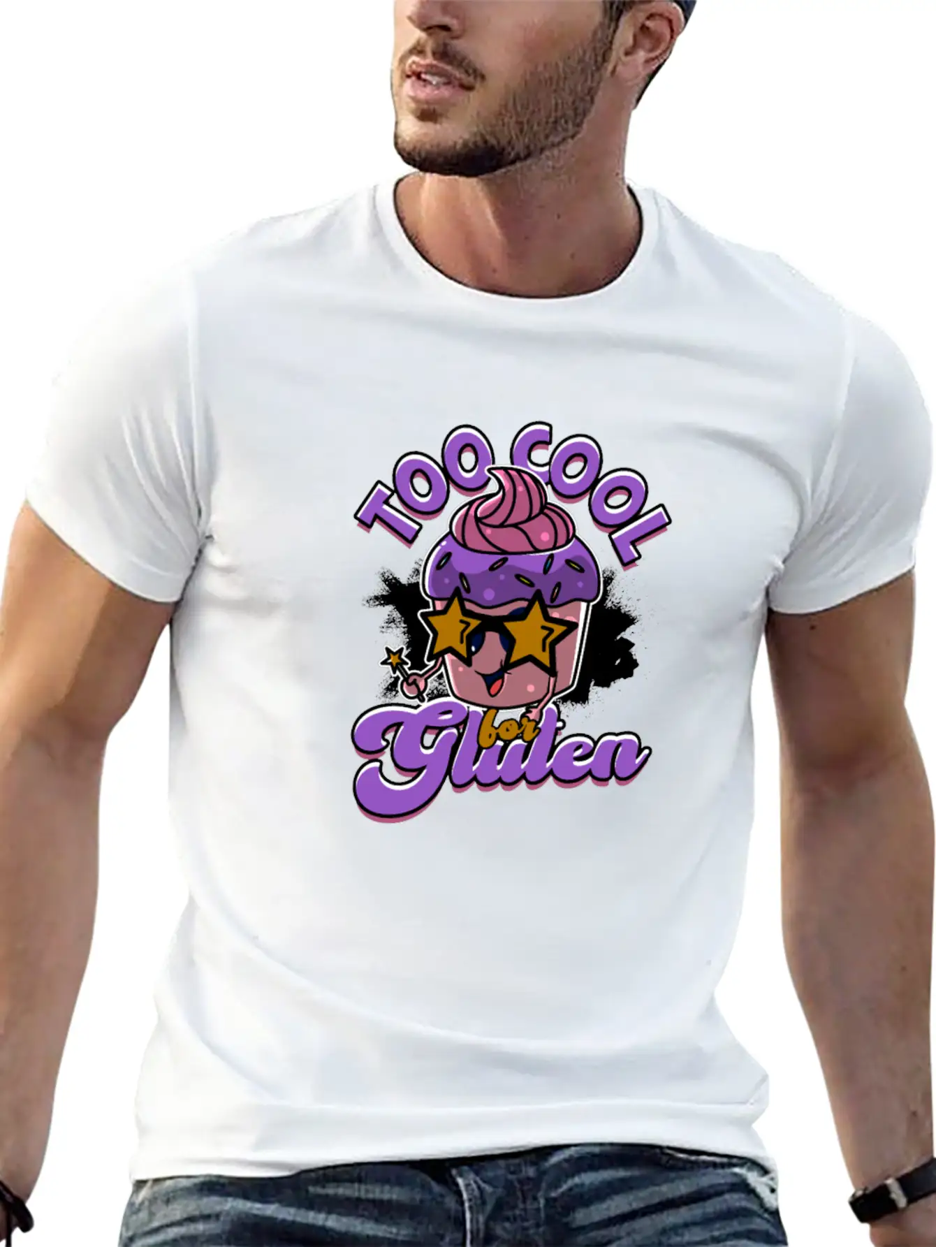 Too Cool For Gluten - Cupcake Modern Fit Casual T-Shirt – Clean And Versatile Design