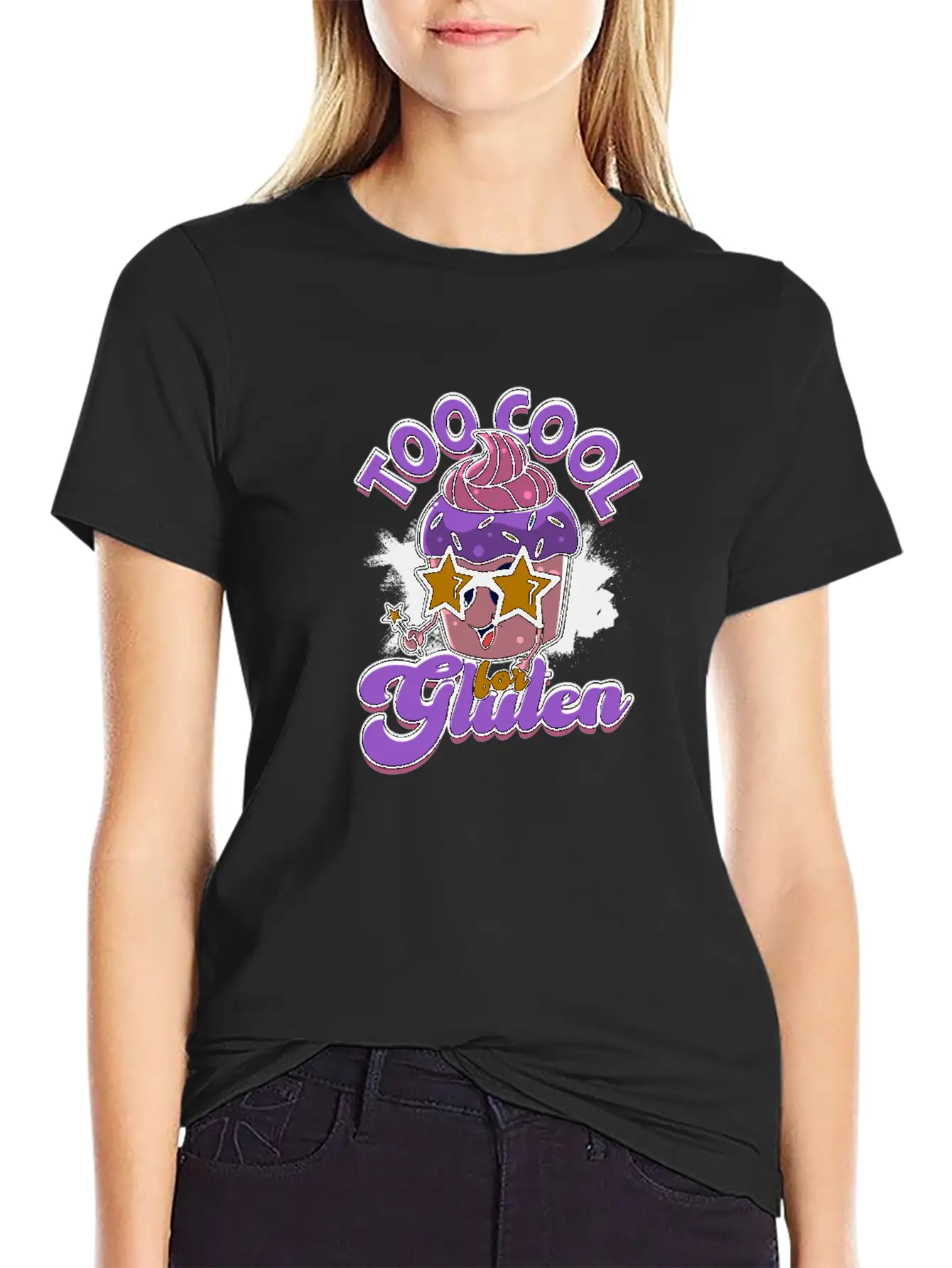 Too Cool For Gluten - Cupcake Unisex Casual T-Shirt – Clean Design For Daily Comfort