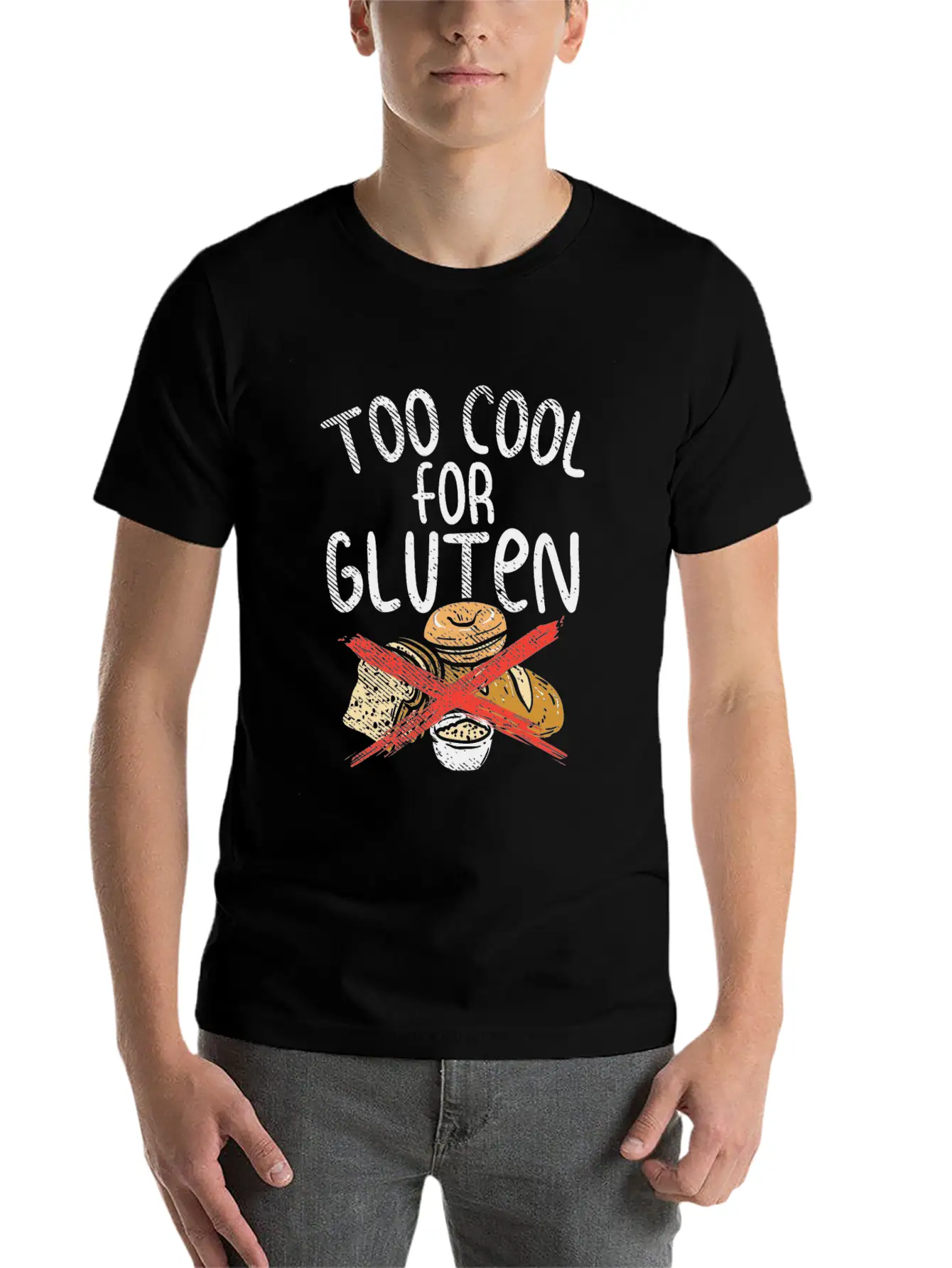 Too Cool For Gluten Lightweight Cotton T-Shirt – Daily Comfort Graphic Shirt