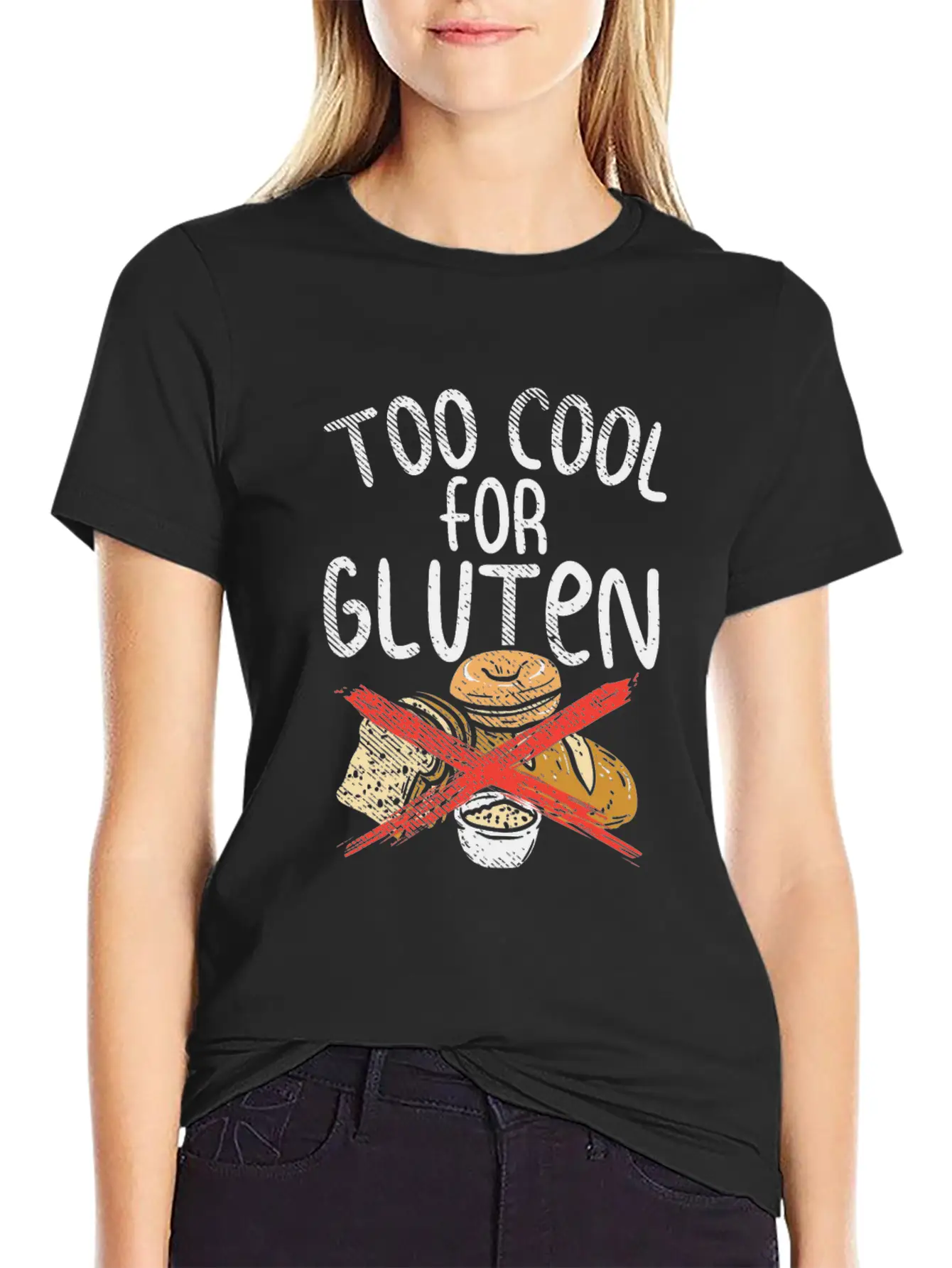 Too Cool For Gluten Lightweight Cotton T-Shirt – Daily Comfort Graphic Shirt