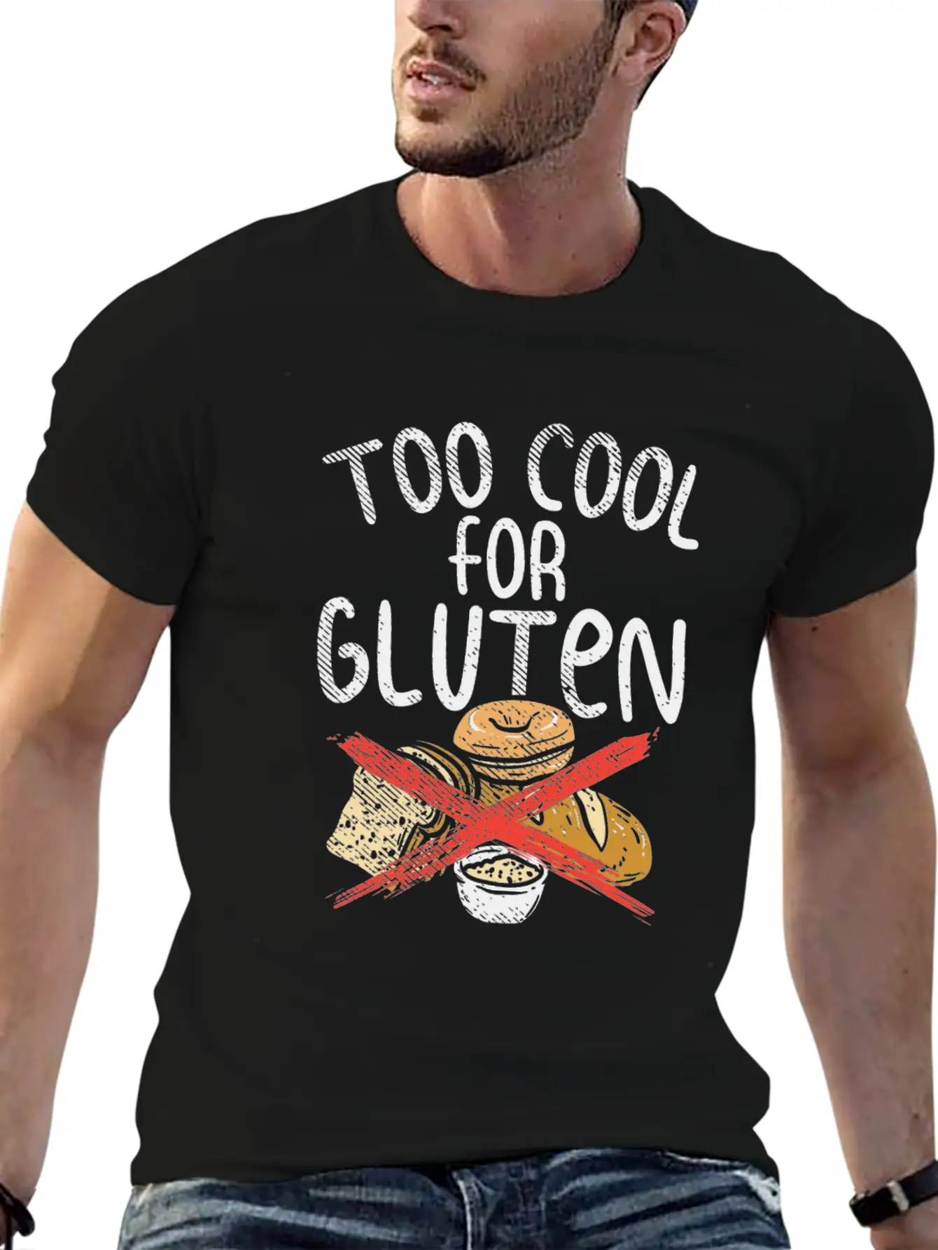 Too Cool For Gluten Lightweight Cotton T-Shirt – Daily Comfort Graphic Shirt