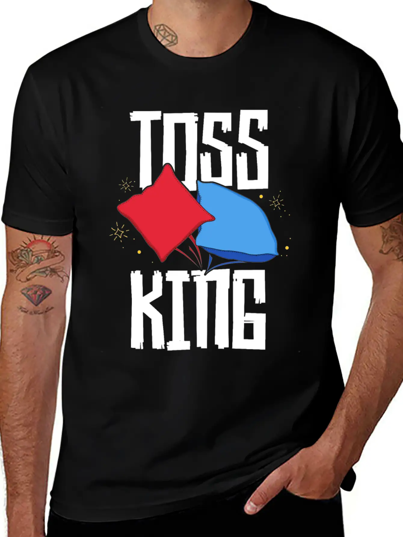Toss King Cornhole Game TShirt American Tailgate Lightweight Cotton T-Shirt – Daily Comfort Graphic Shirt