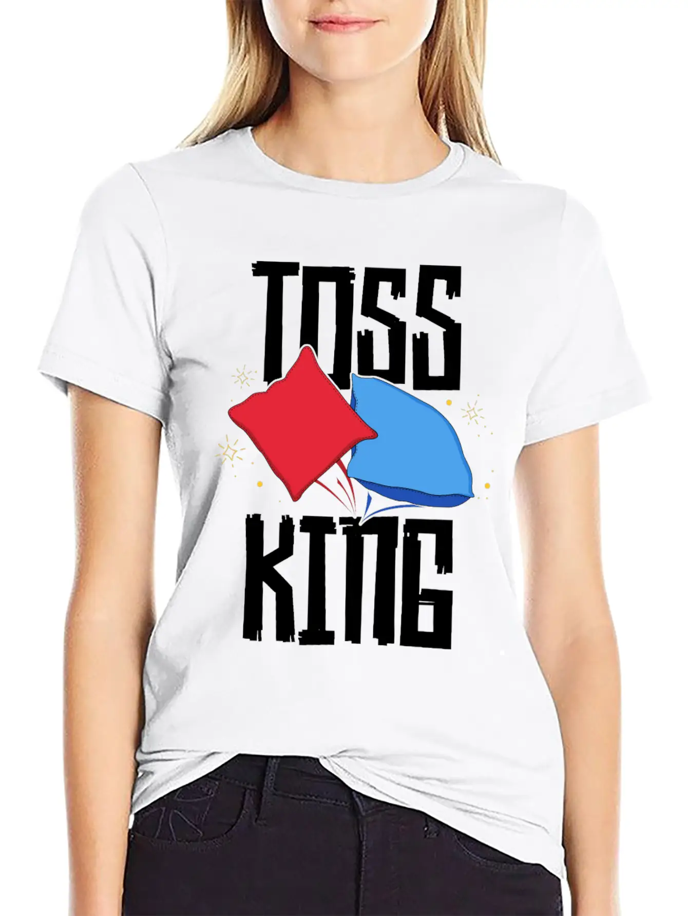 Toss King Cornhole Game TShirt American Tailgate Lightweight Cotton T-Shirt – Daily Comfort Graphic Shirt