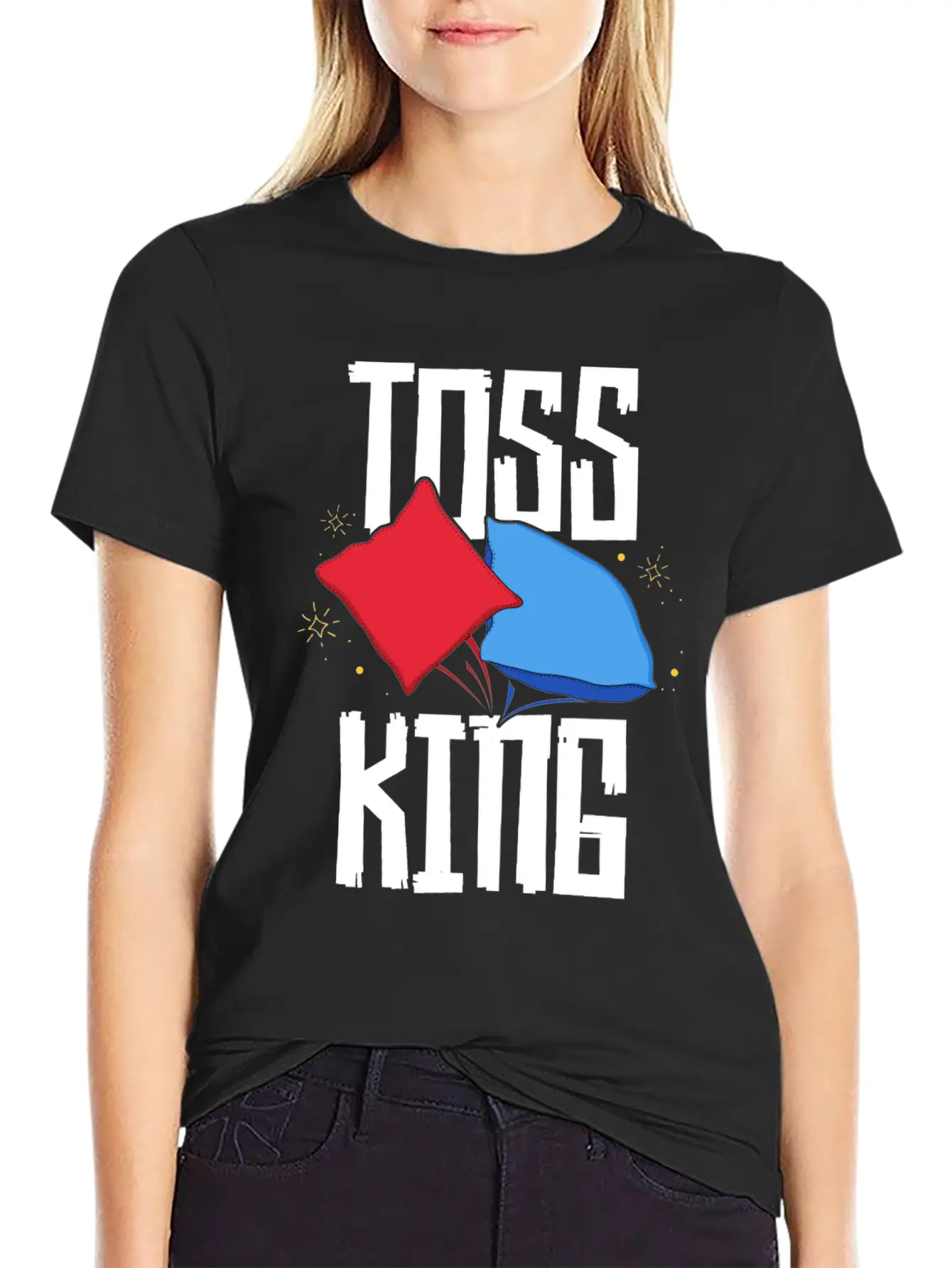 Toss King Cornhole Game TShirt American Tailgate Lightweight Cotton T-Shirt – Daily Comfort Graphic Shirt