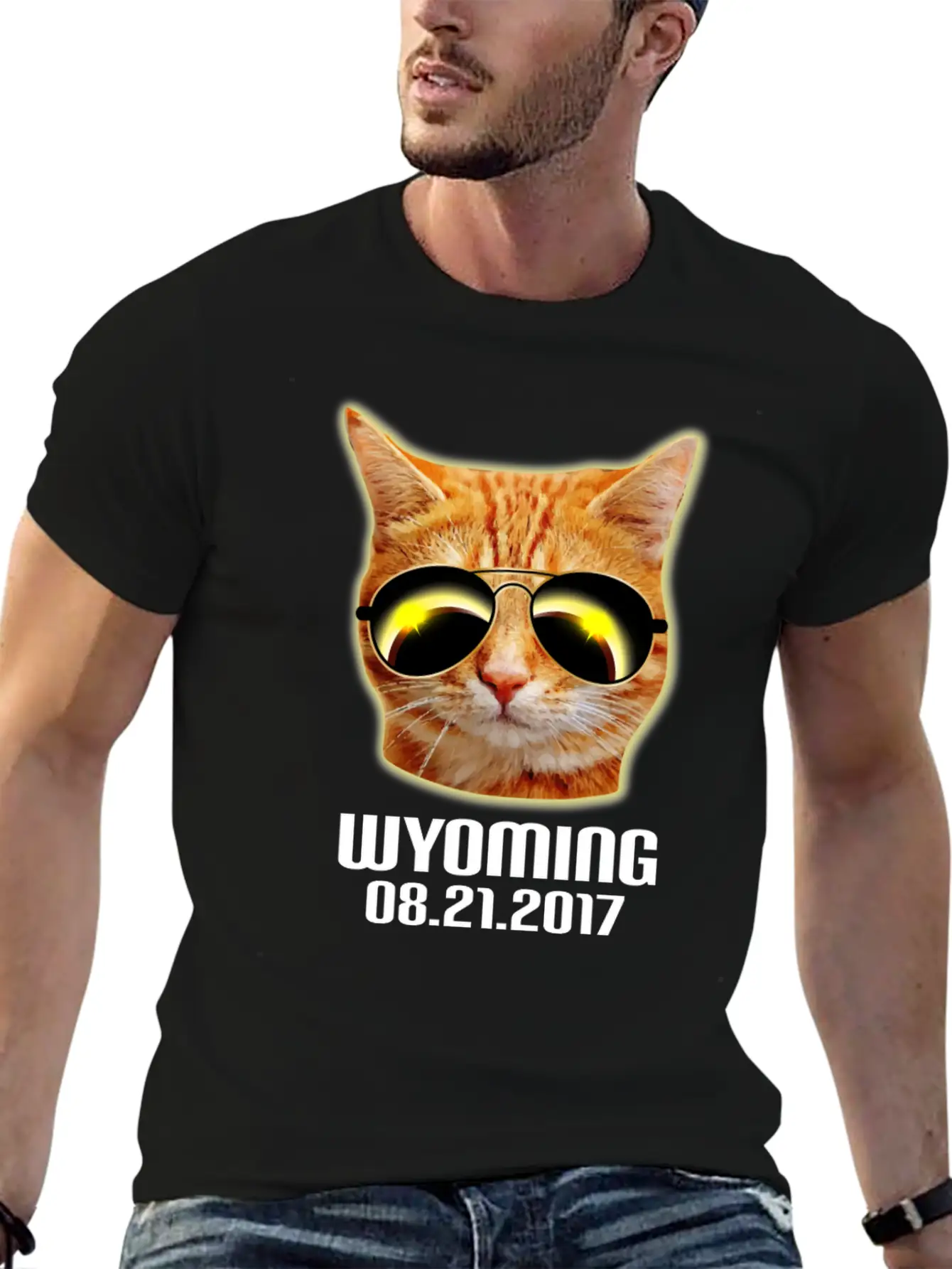 Total Solar Cat Eclipse Wyoming 21.08.2017 Basic Graphic T-Shirt – Daily Comfort In Soft Cotton