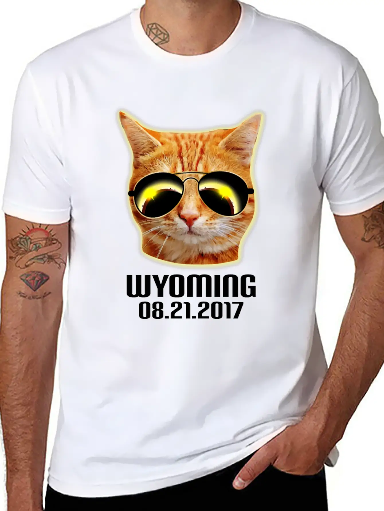 Total Solar Cat Eclipse Wyoming 21.08.2017 Basic Graphic T-Shirt – Daily Comfort In Soft Cotton