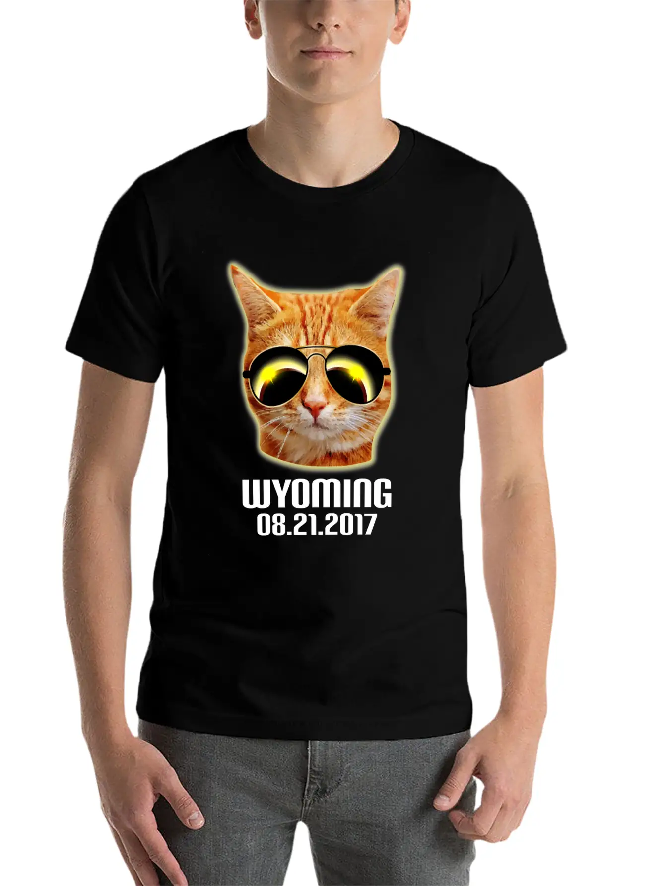 Total Solar Cat Eclipse Wyoming 21.08.2017 Basic Graphic T-Shirt – Daily Comfort In Soft Cotton