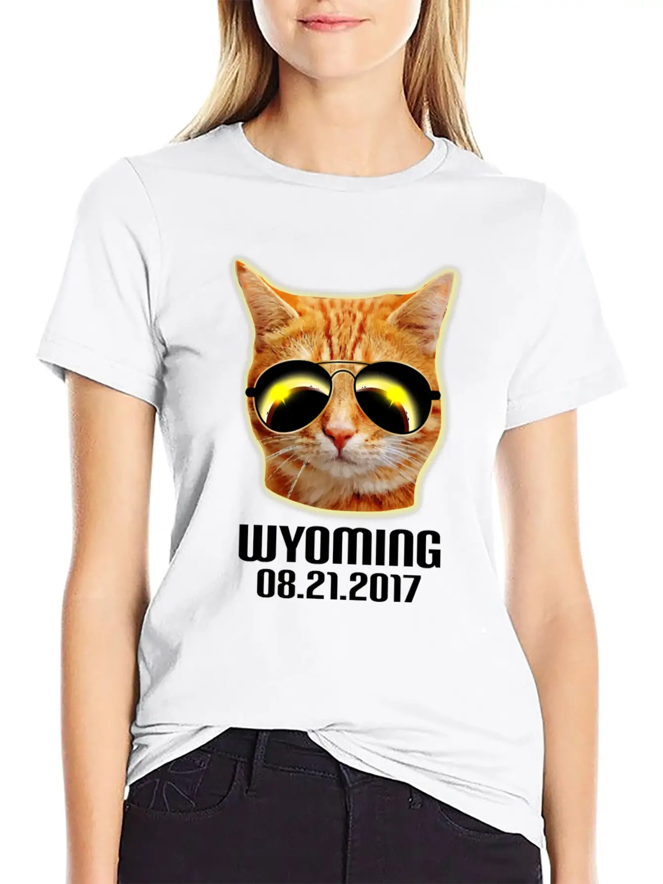 Total Solar Cat Eclipse Wyoming 21.08.2017 Basic Graphic T-Shirt – Daily Comfort In Soft Cotton