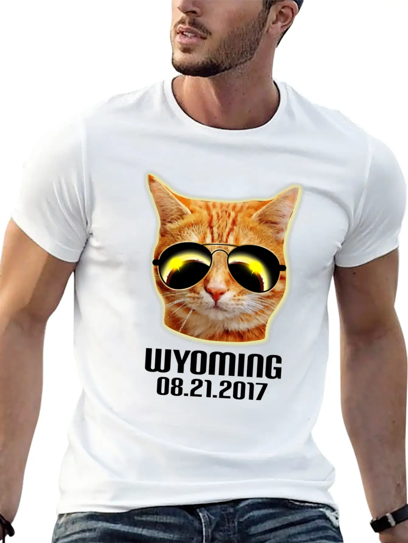 Total Solar Cat Eclipse Wyoming 21.08.2017 Basic Graphic T-Shirt – Daily Comfort In Soft Cotton