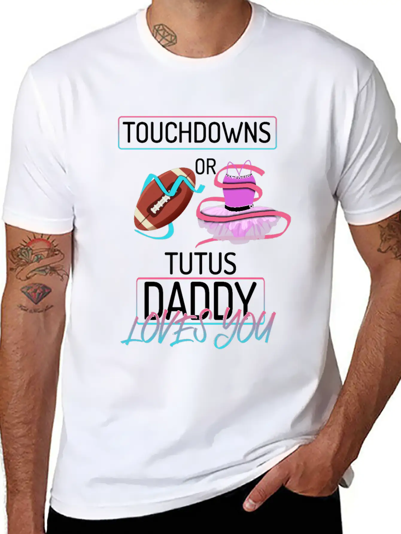 Touchdowns Or Tutus Daddy Loves You Lightweight Cotton T-Shirt – Daily Comfort Graphic Shirt