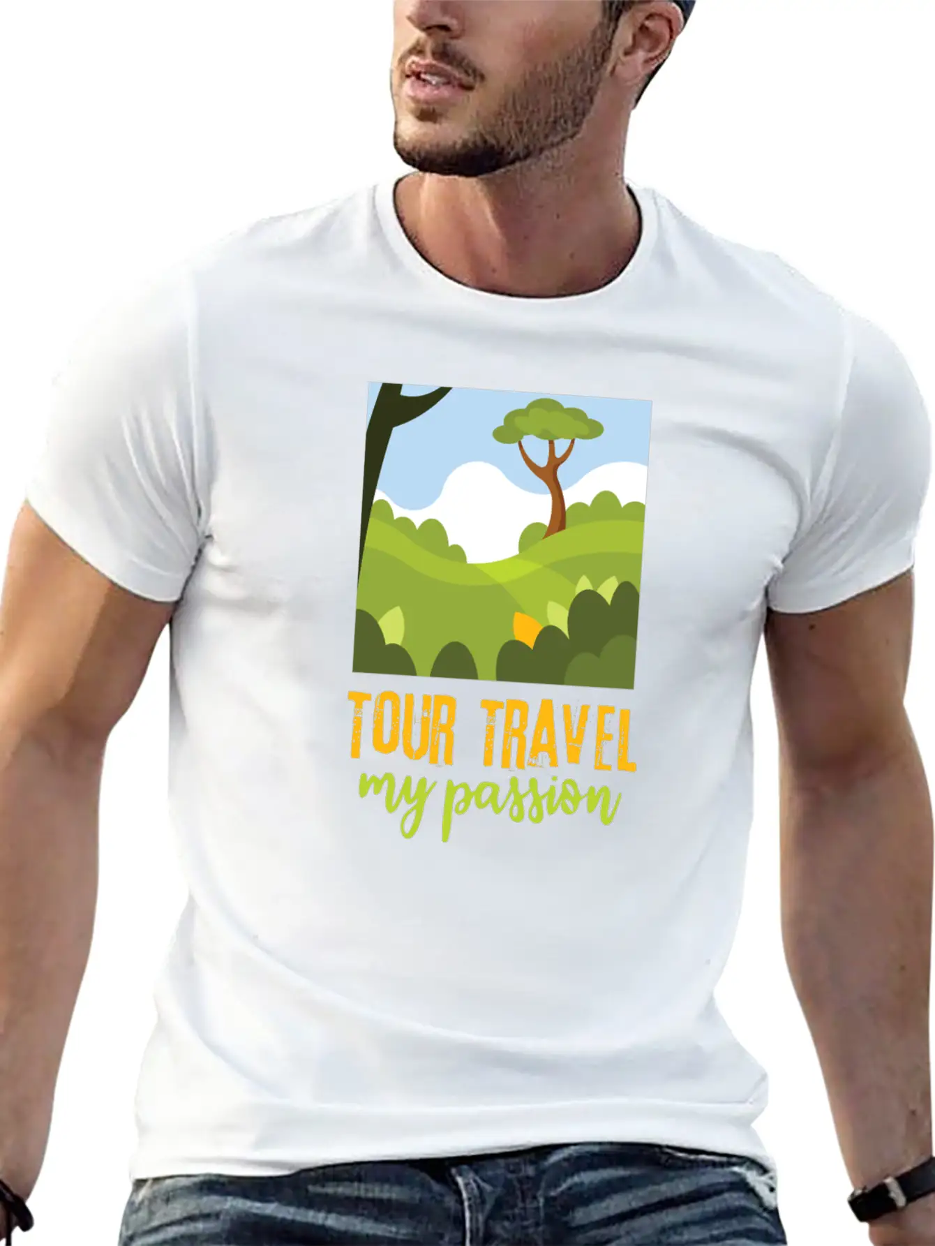 Tour-travel My Passion - Nature Landscape, Quote Unisex Casual T-Shirt – Clean Design For Daily Comfort