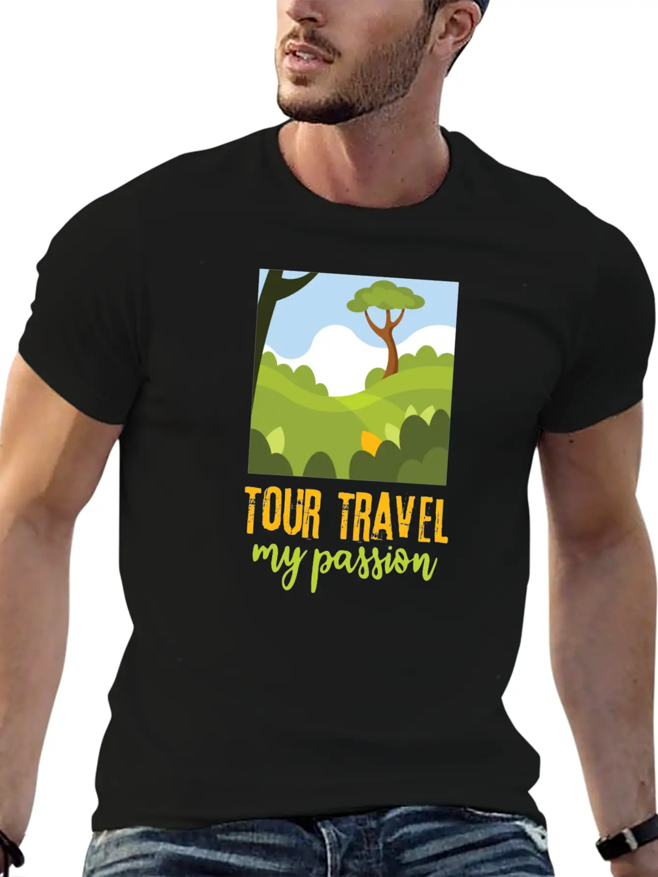 Tour-travel My Passion - Nature Landscape, Quote Unisex Casual T-Shirt – Clean Design For Daily Comfort
