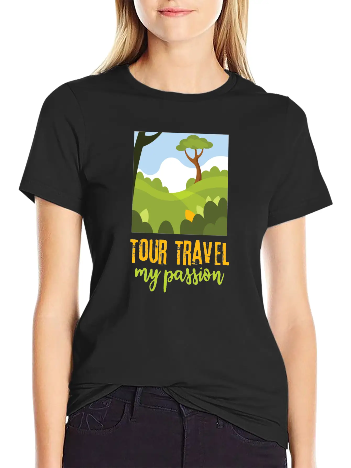 Tour-travel My Passion - Nature Landscape, Quote Unisex Casual T-Shirt – Clean Design For Daily Comfort