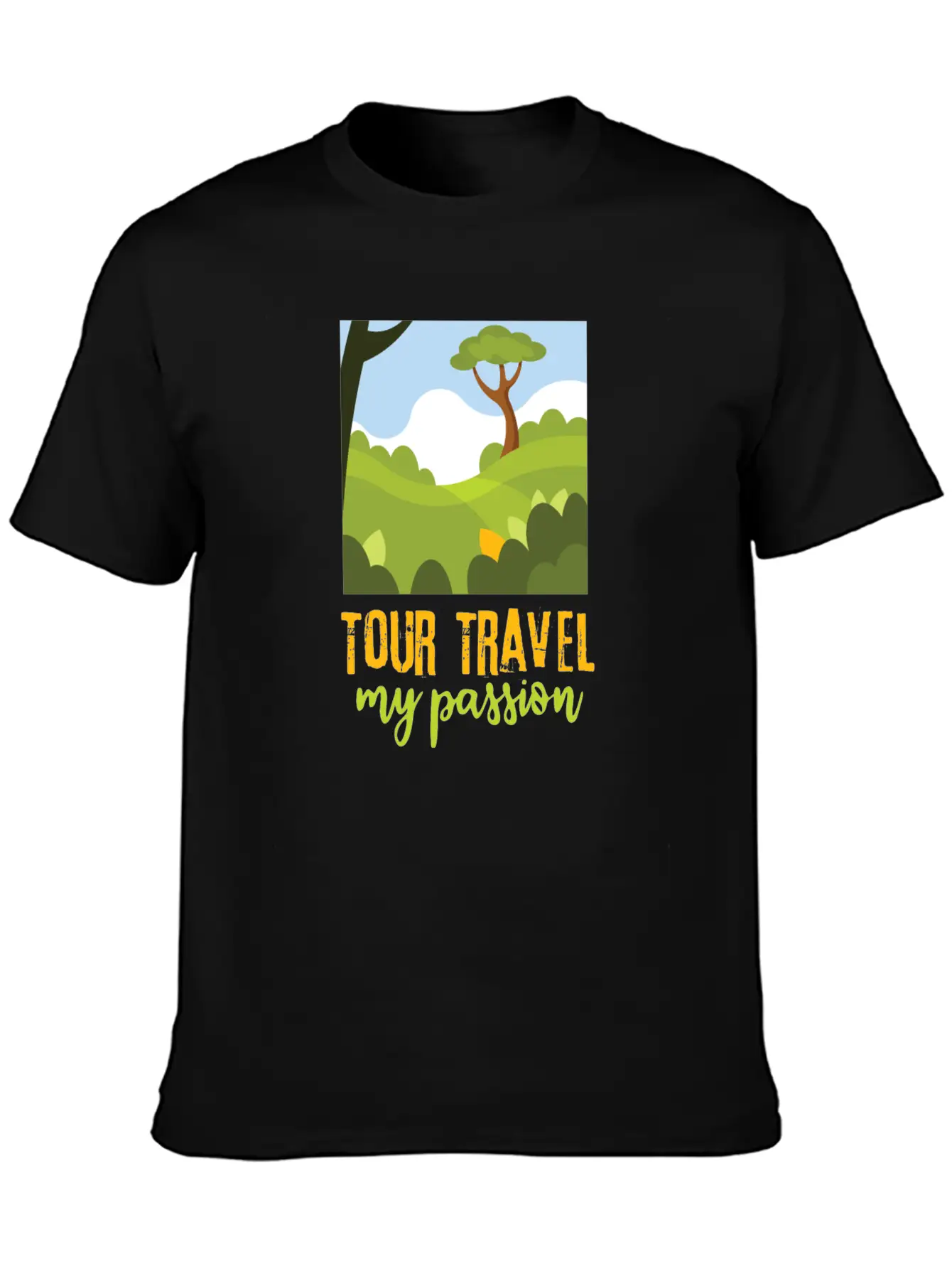Tour-travel My Passion - Nature Landscape, Quote Unisex Casual T-Shirt – Clean Design For Daily Comfort