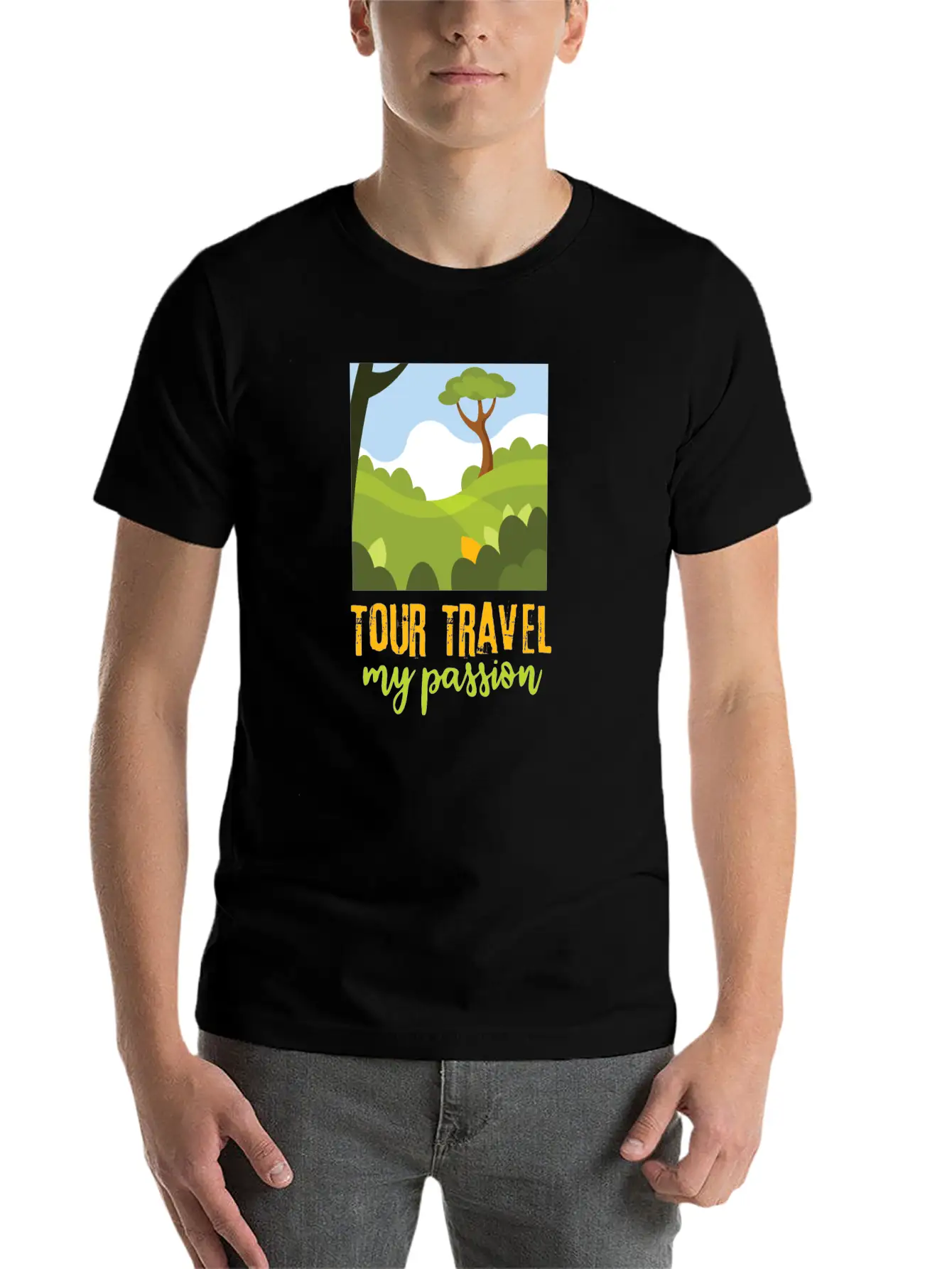 Tour-travel My Passion - Nature Landscape, Quote Unisex Casual T-Shirt – Clean Design For Daily Comfort