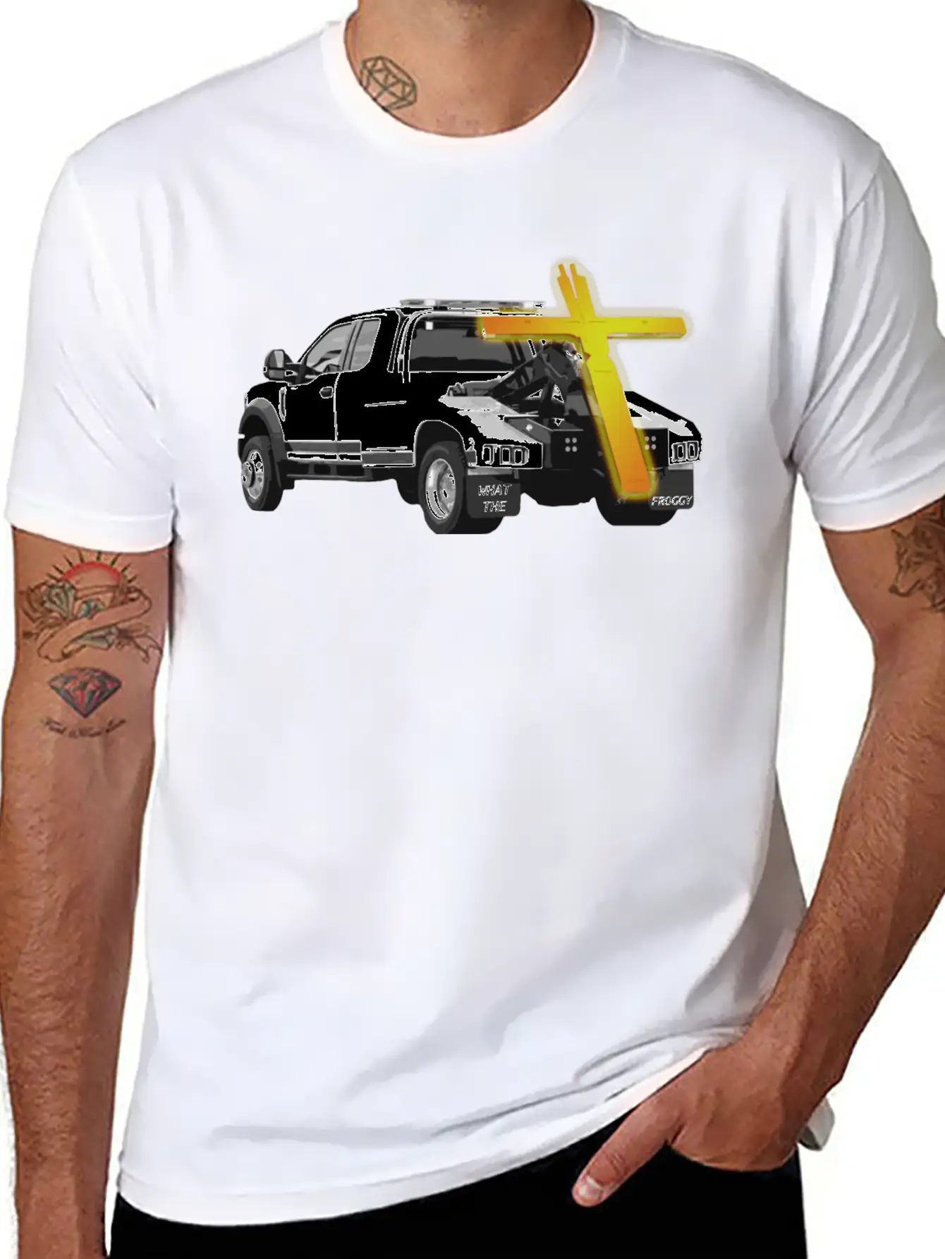 Tow Truck Jesus - Funny Ironic Comedy Modern Fit Casual T-Shirt ��� Clean And Versatile Design
