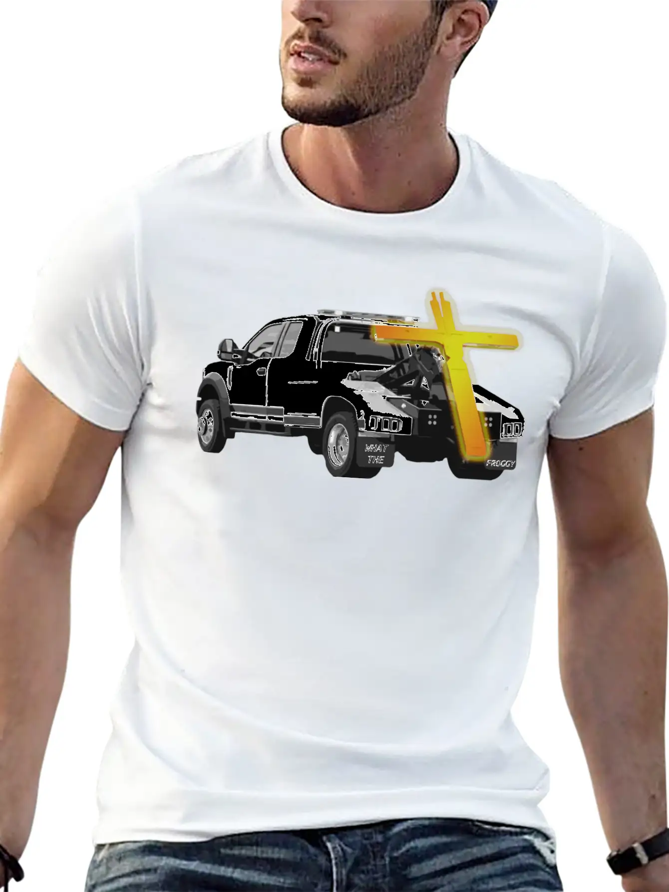 Tow Truck Jesus - Funny Ironic Comedy Modern Fit Casual T-Shirt ��� Clean And Versatile Design