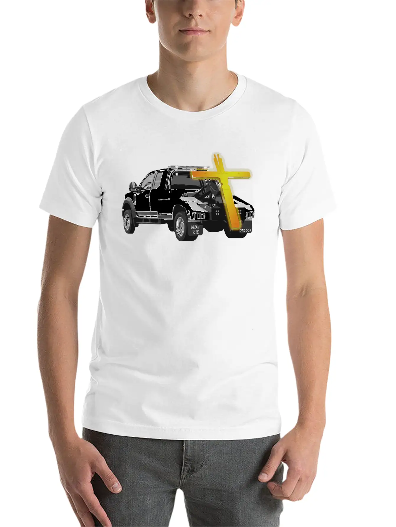Tow Truck Jesus - Funny Ironic Comedy Modern Fit Casual T-Shirt ��� Clean And Versatile Design