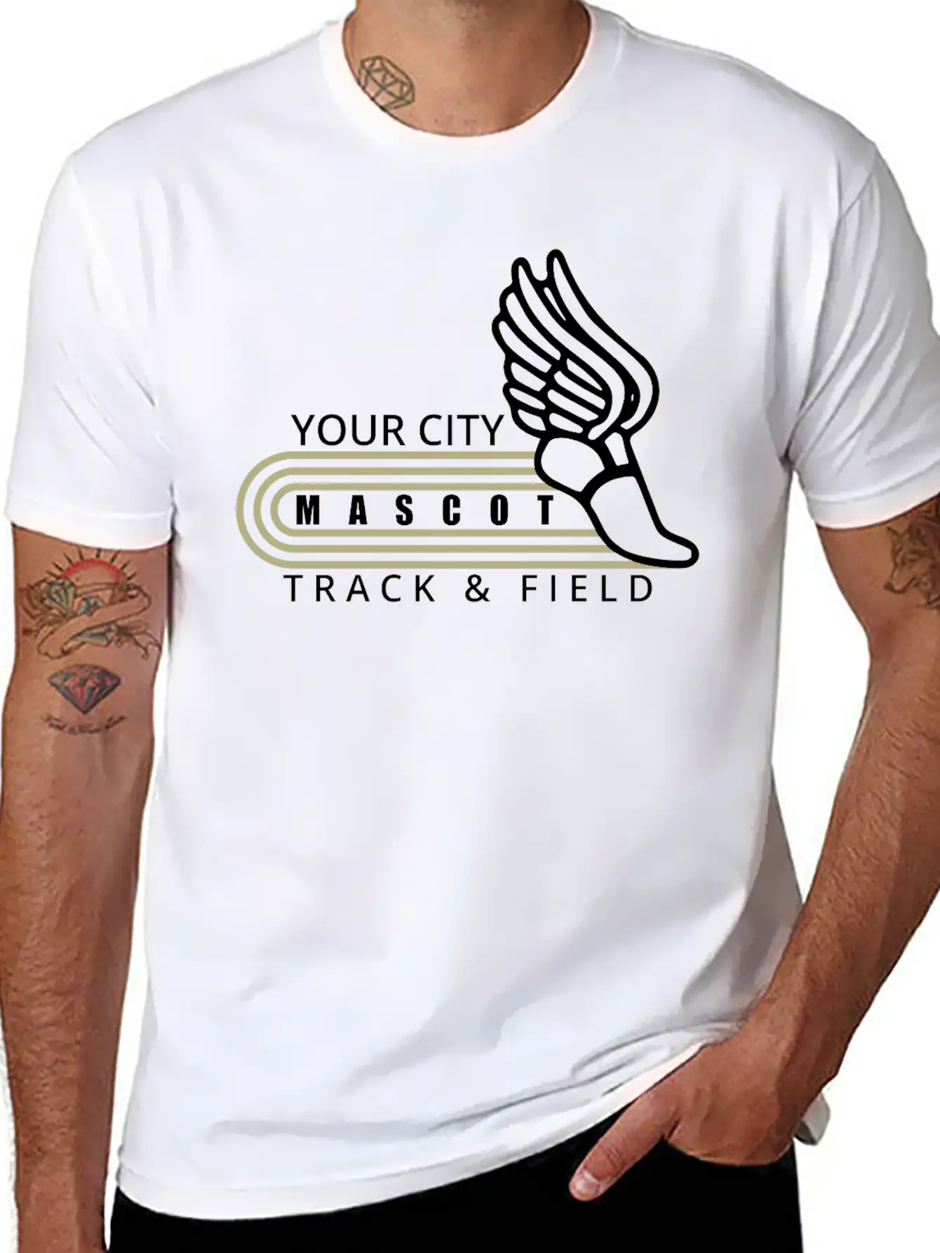 Track And Field Template Custom Mascot And City Lightweight Cotton T-Shirt – Daily Comfort Graphic Shirt