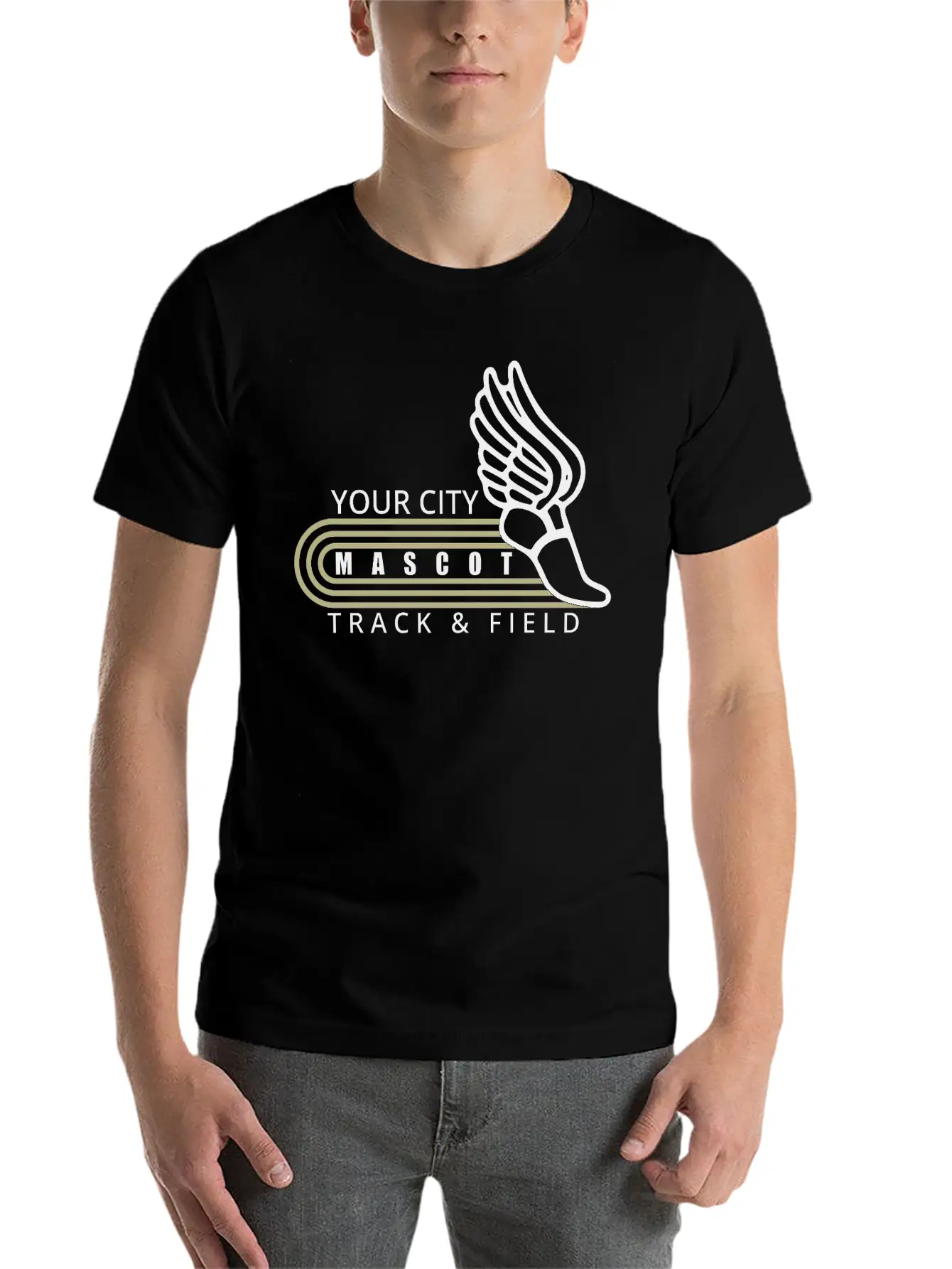 Track And Field Template Custom Mascot And City Lightweight Cotton T-Shirt – Daily Comfort Graphic Shirt