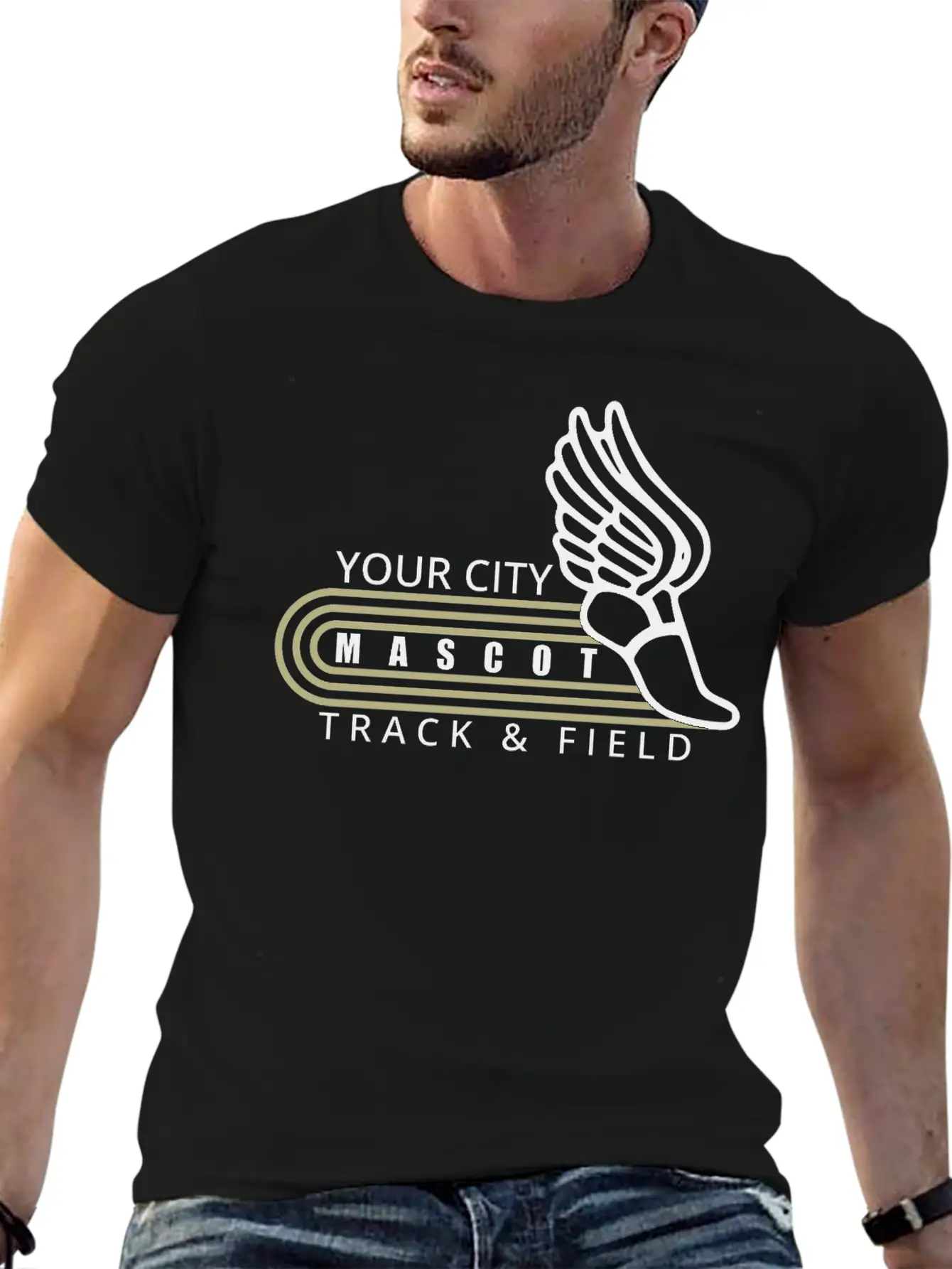 Track And Field Template Custom Mascot And City Lightweight Cotton T-Shirt – Daily Comfort Graphic Shirt