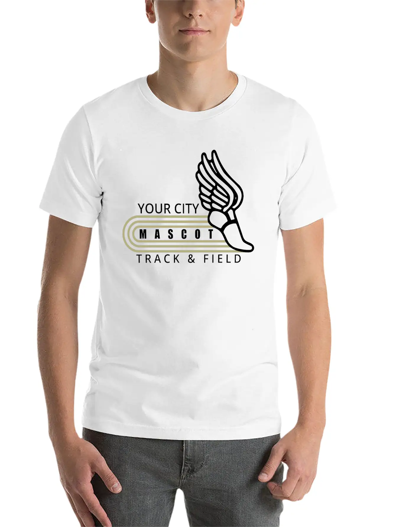 Track And Field Template Custom Mascot And City Lightweight Cotton T-Shirt – Daily Comfort Graphic Shirt