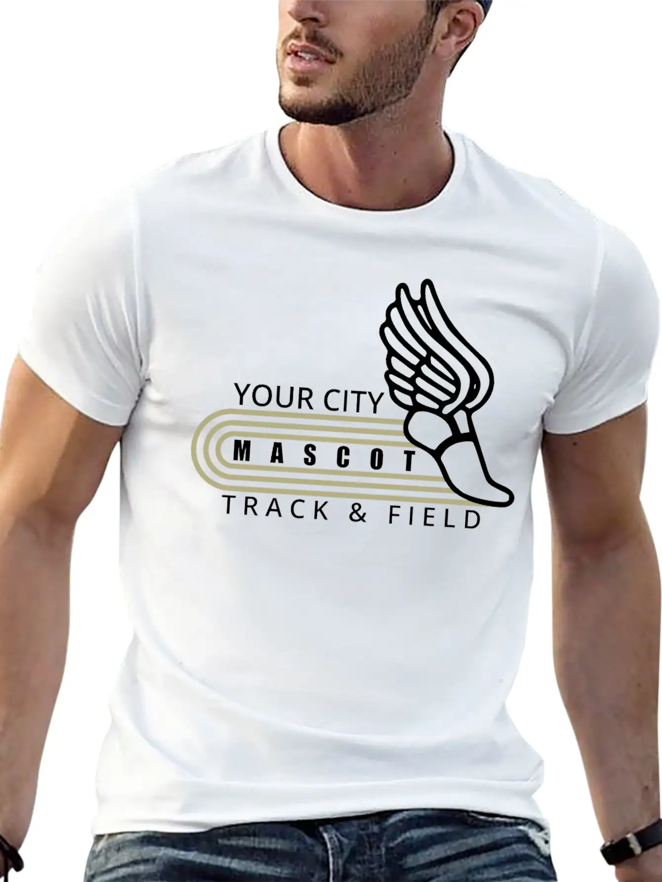 Track And Field Template Custom Mascot And City Lightweight Cotton T-Shirt – Daily Comfort Graphic Shirt