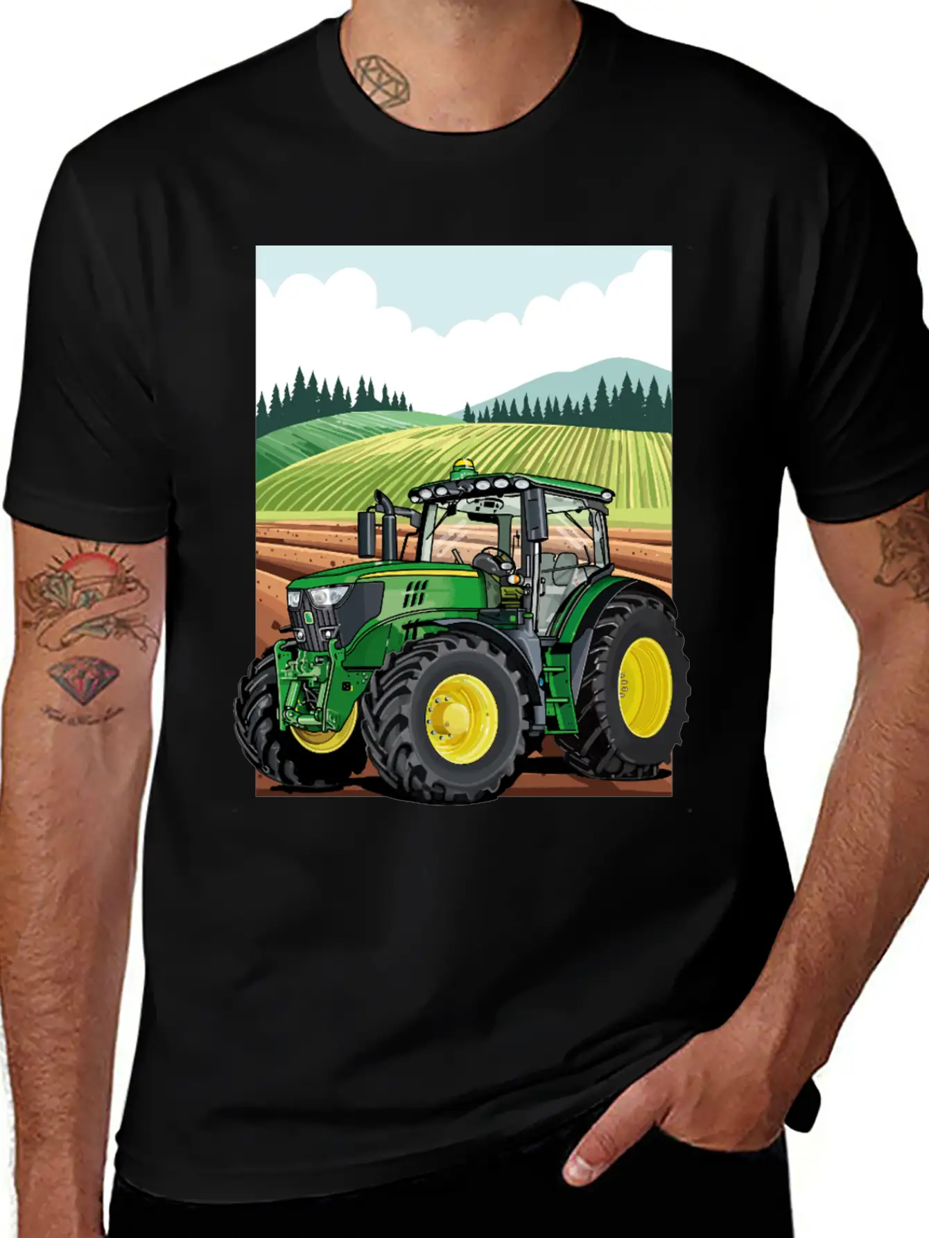 Tractor At Work In The Field Stylish Everyday T-Shirt – Unisex Basic Cotton Tee