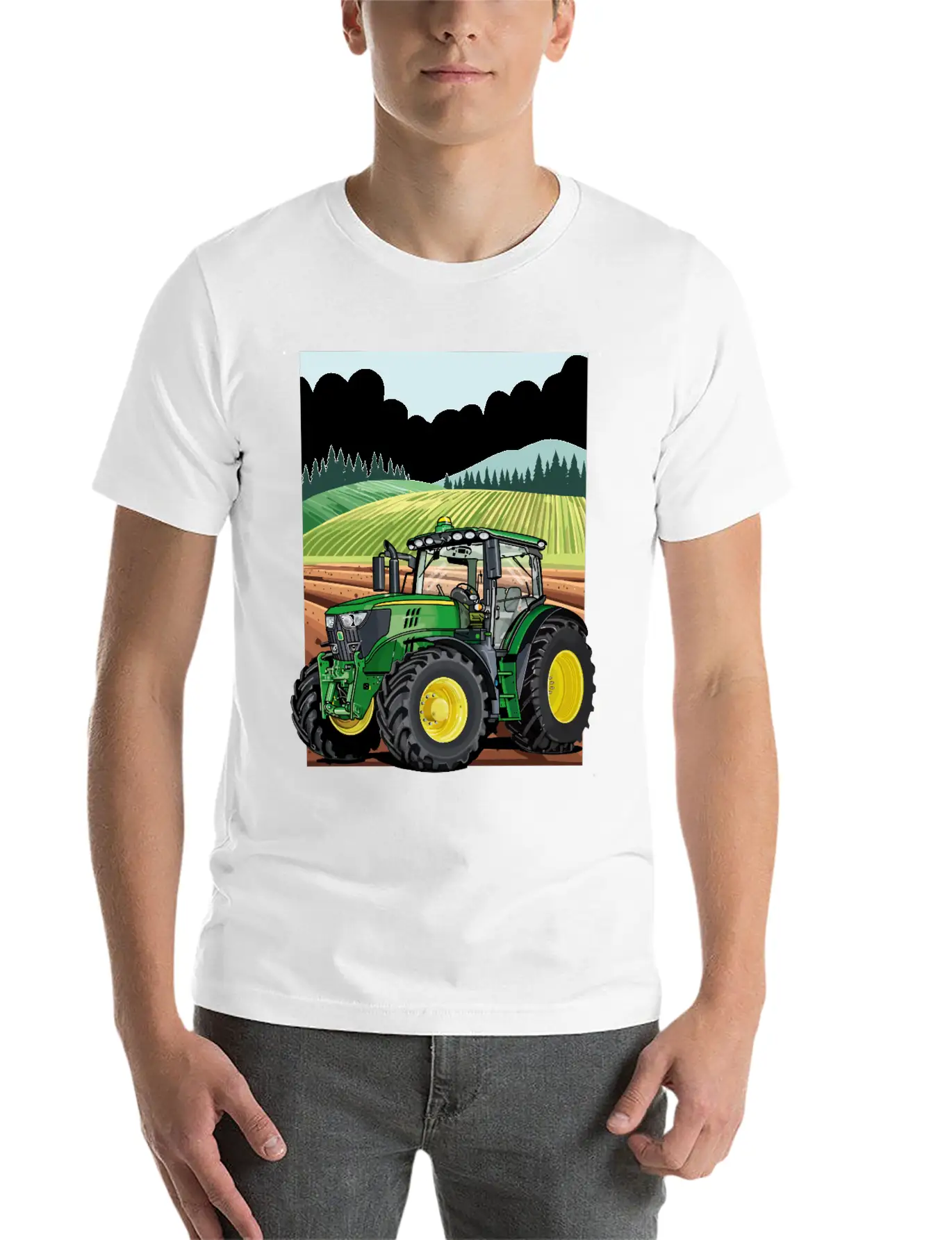 Tractor At Work In The Field Stylish Everyday T-Shirt – Unisex Basic Cotton Tee