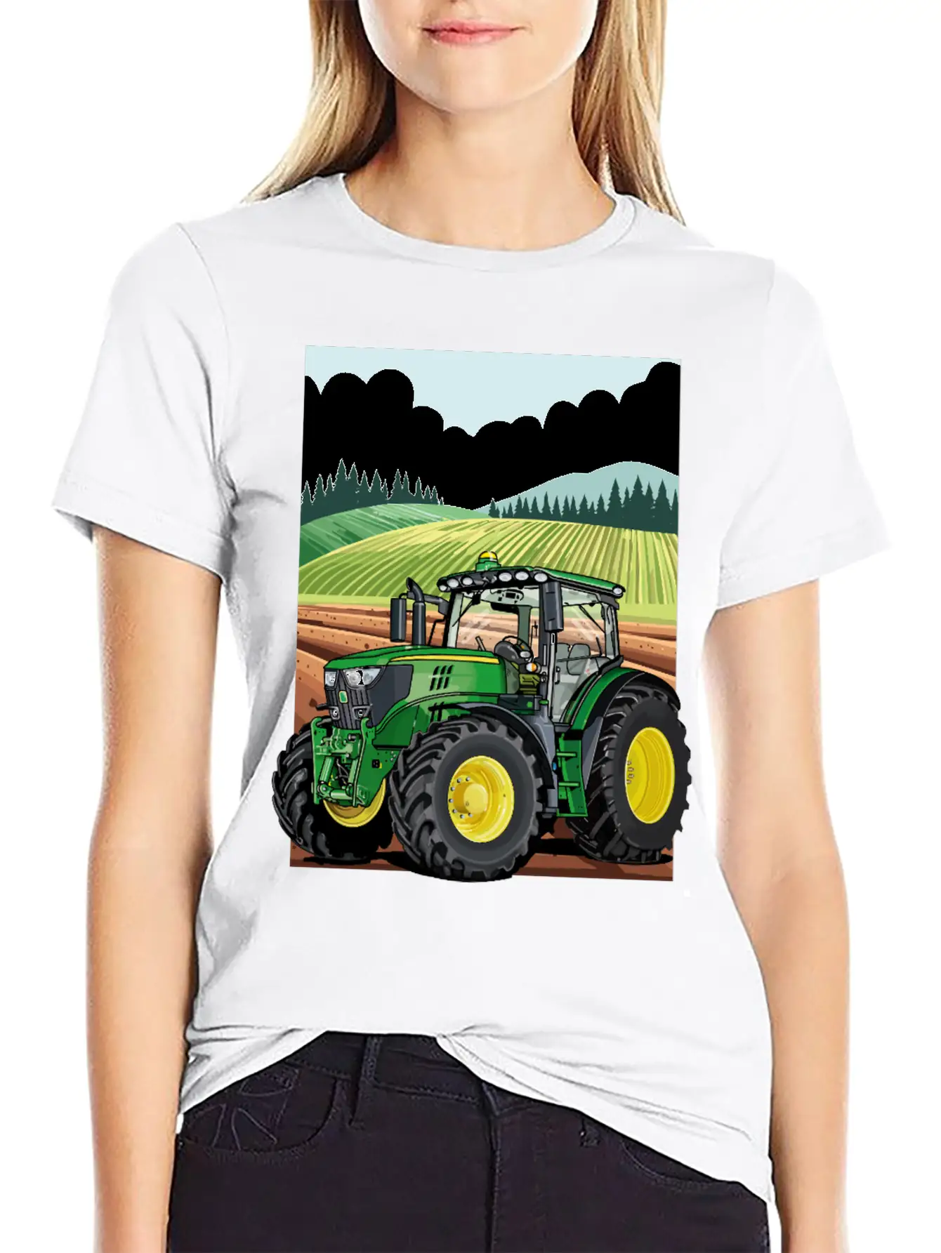 Tractor At Work In The Field Stylish Everyday T-Shirt – Unisex Basic Cotton Tee