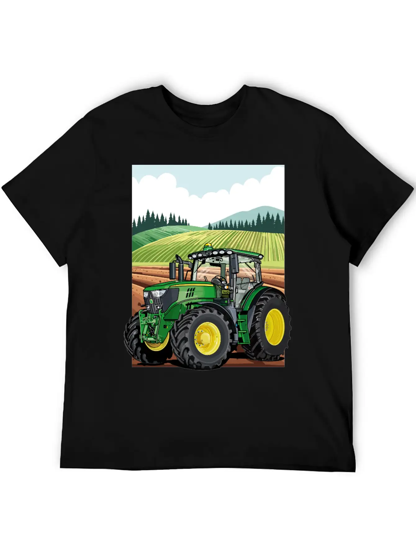 Tractor At Work In The Field Stylish Everyday T-Shirt – Unisex Basic Cotton Tee