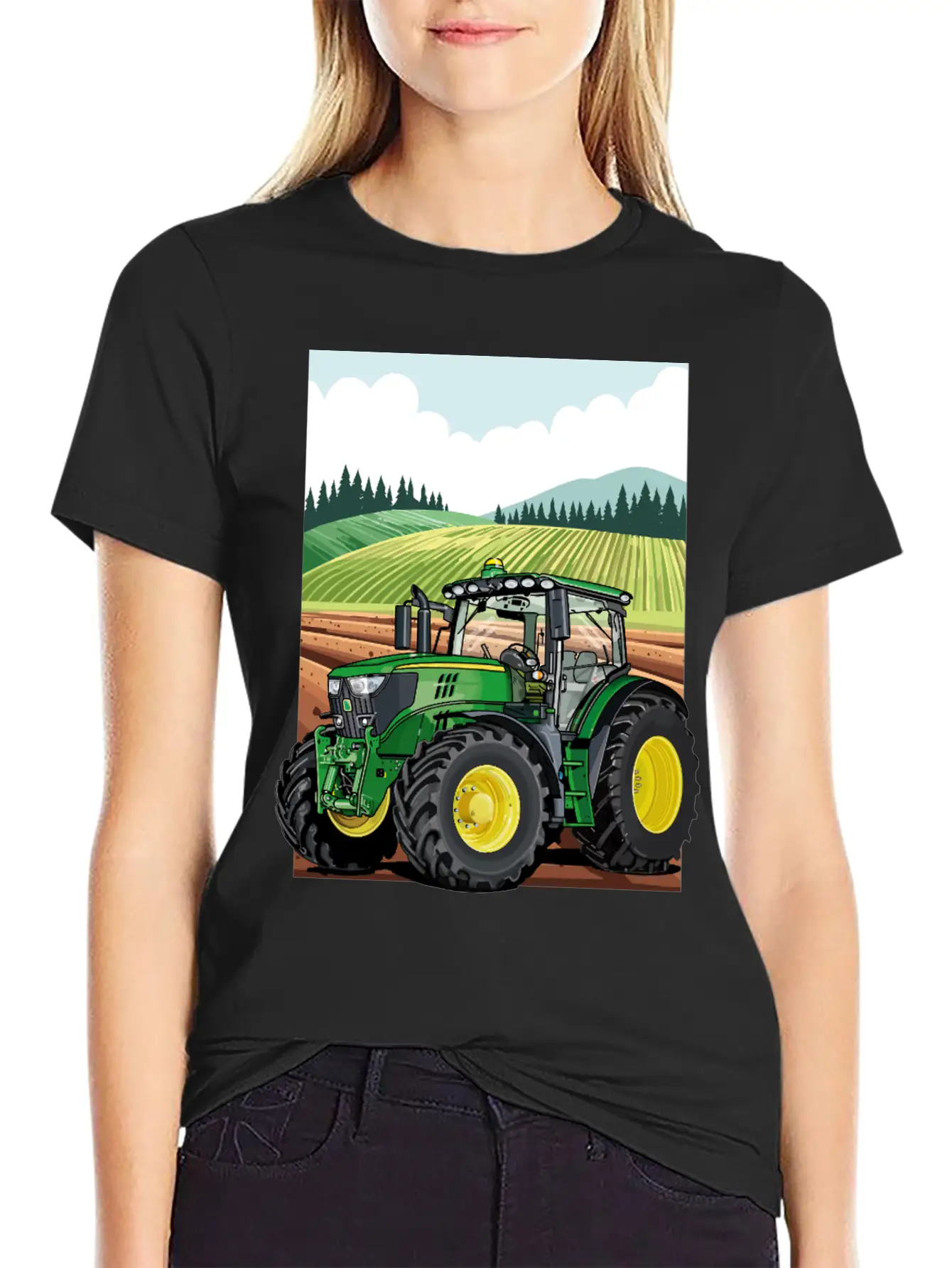 Tractor At Work In The Field Stylish Everyday T-Shirt – Unisex Basic Cotton Tee