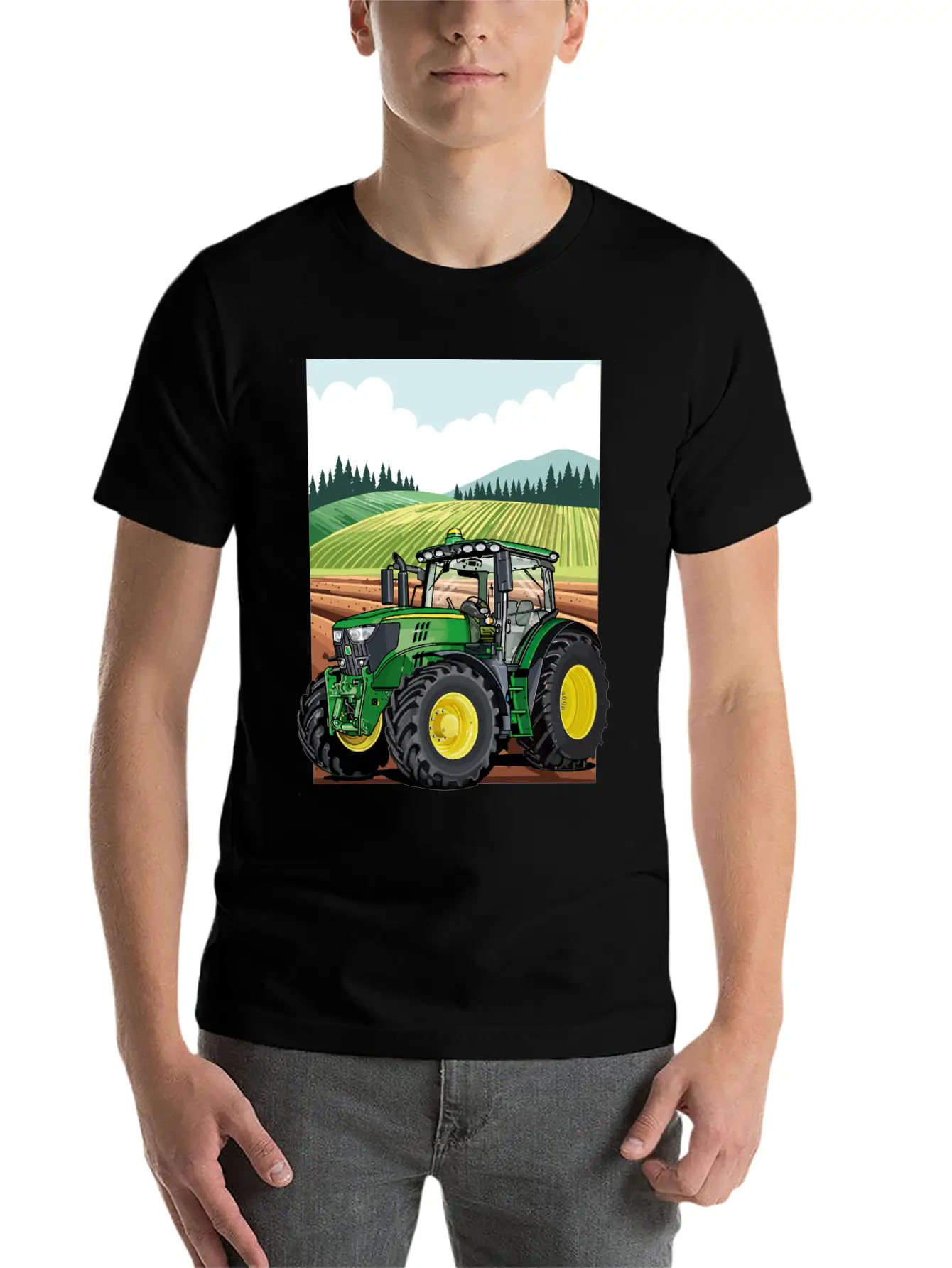 Tractor At Work In The Field Stylish Everyday T-Shirt – Unisex Basic Cotton Tee