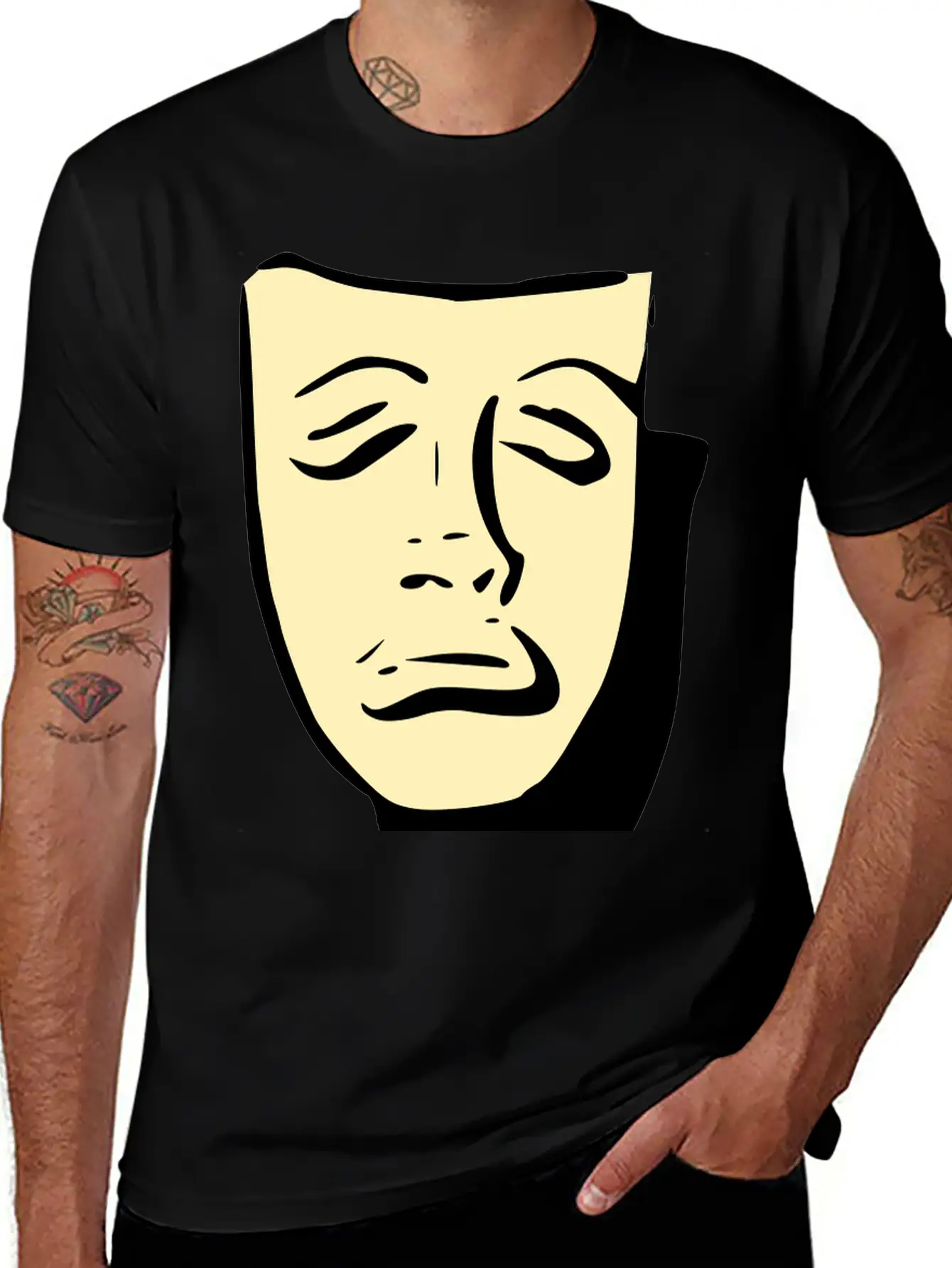 Tragedy Mask Basic Graphic T-Shirt – Daily Comfort In Soft Cotton