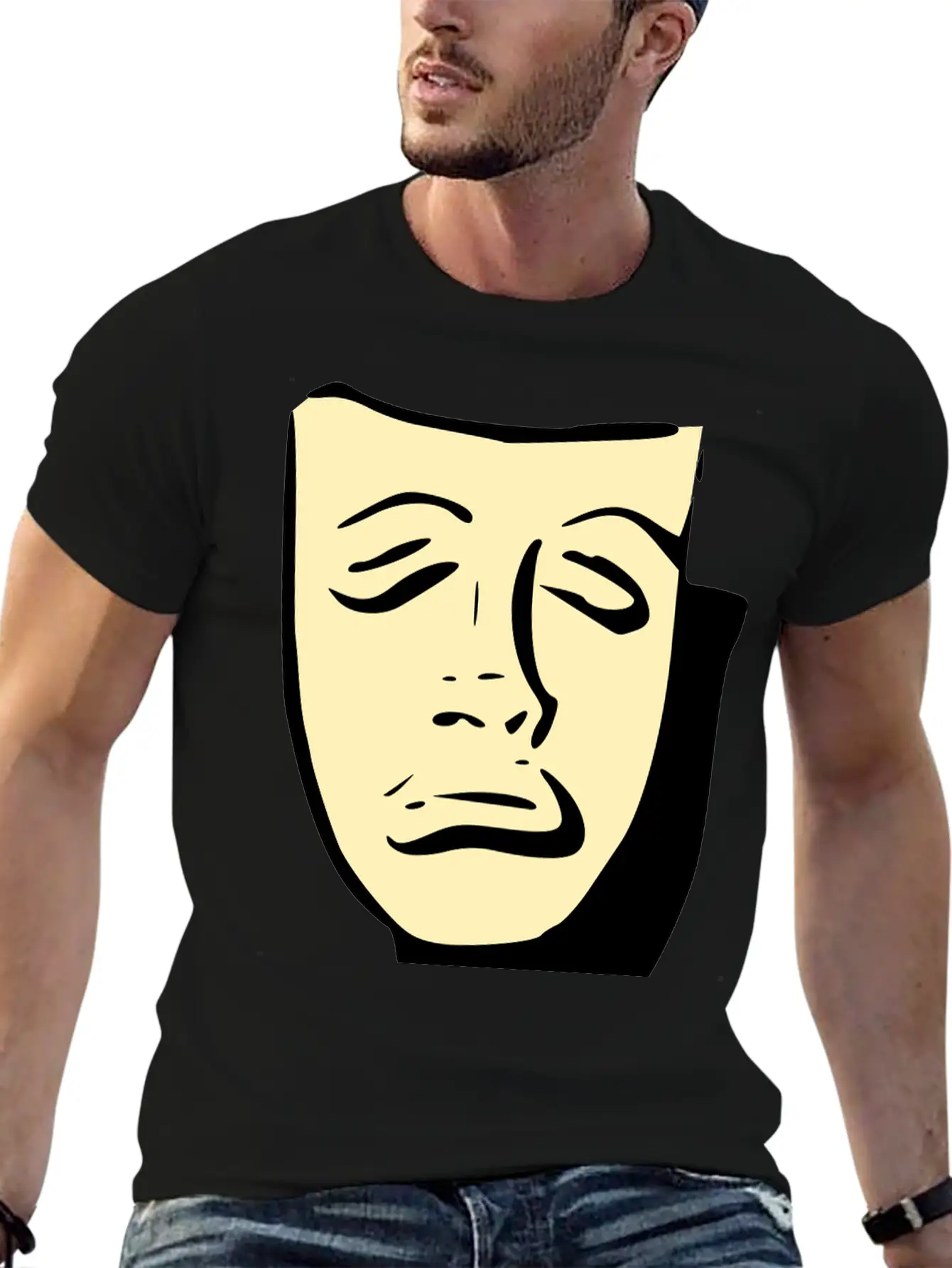 Tragedy Mask Basic Graphic T-Shirt – Daily Comfort In Soft Cotton