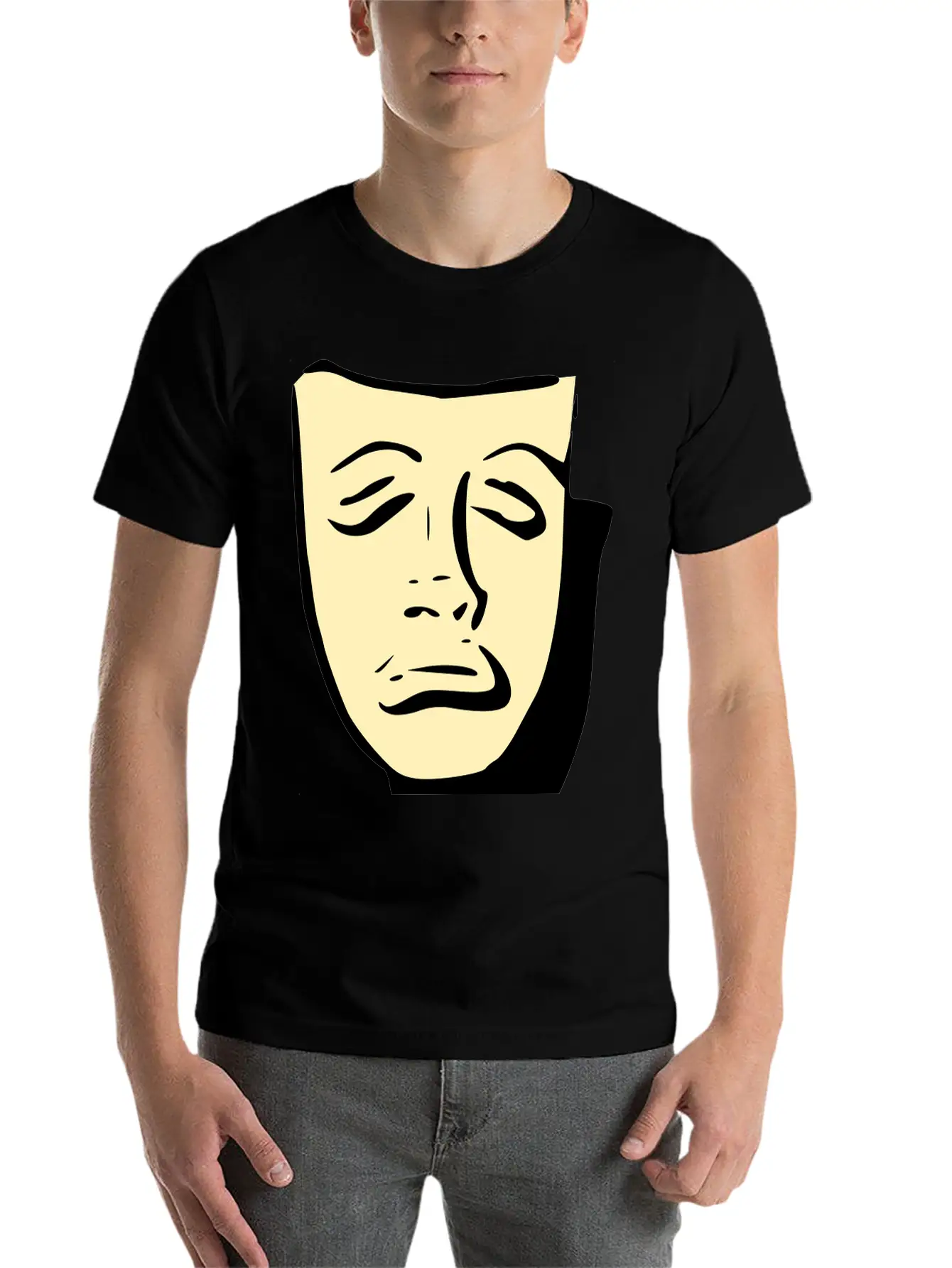 Tragedy Mask Basic Graphic T-Shirt – Daily Comfort In Soft Cotton