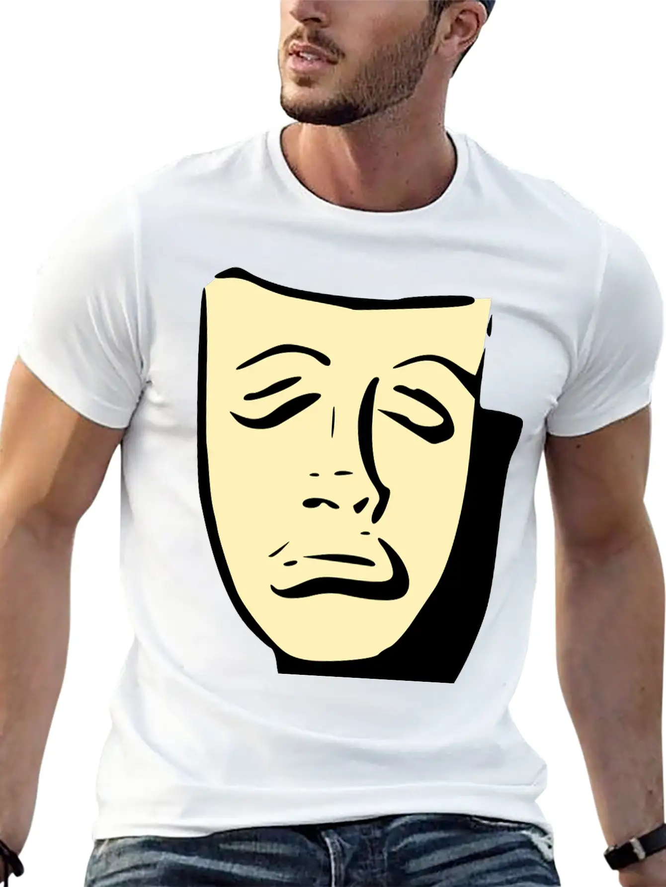 Tragedy Mask Basic Graphic T-Shirt – Daily Comfort In Soft Cotton
