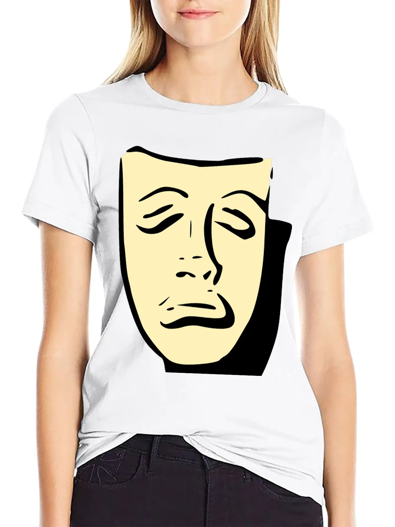 Tragedy Mask Basic Graphic T-Shirt – Daily Comfort In Soft Cotton