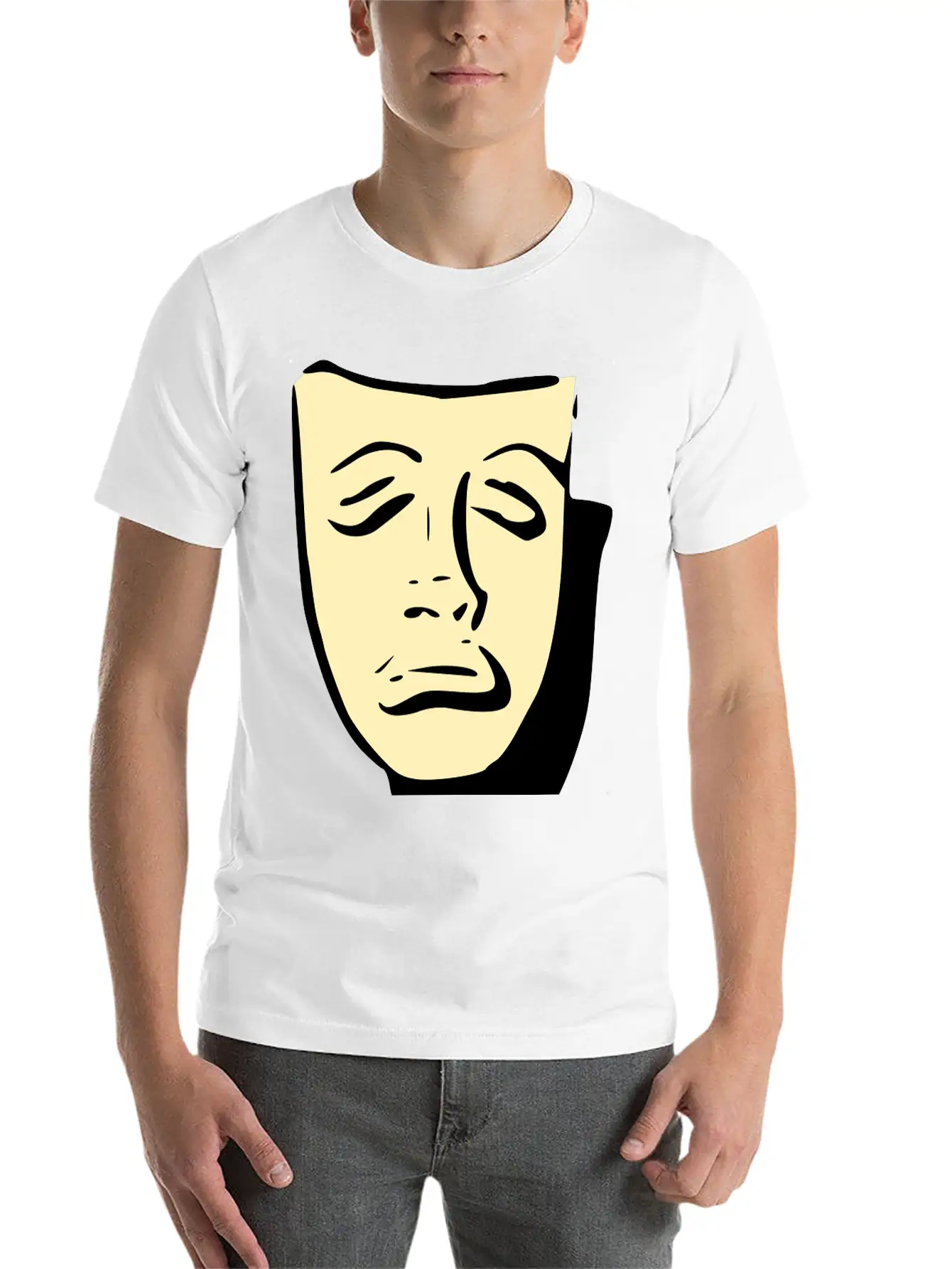 Tragedy Mask Basic Graphic T-Shirt – Daily Comfort In Soft Cotton