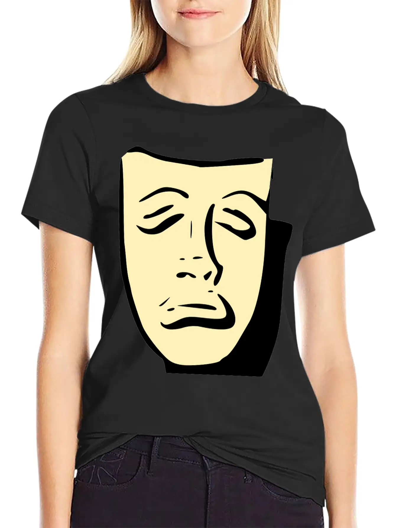 Tragedy Mask Basic Graphic T-Shirt – Daily Comfort In Soft Cotton