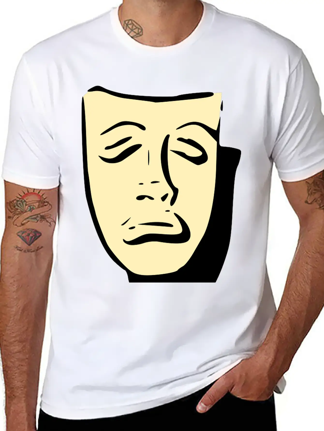 Tragedy Mask Basic Graphic T-Shirt – Daily Comfort In Soft Cotton