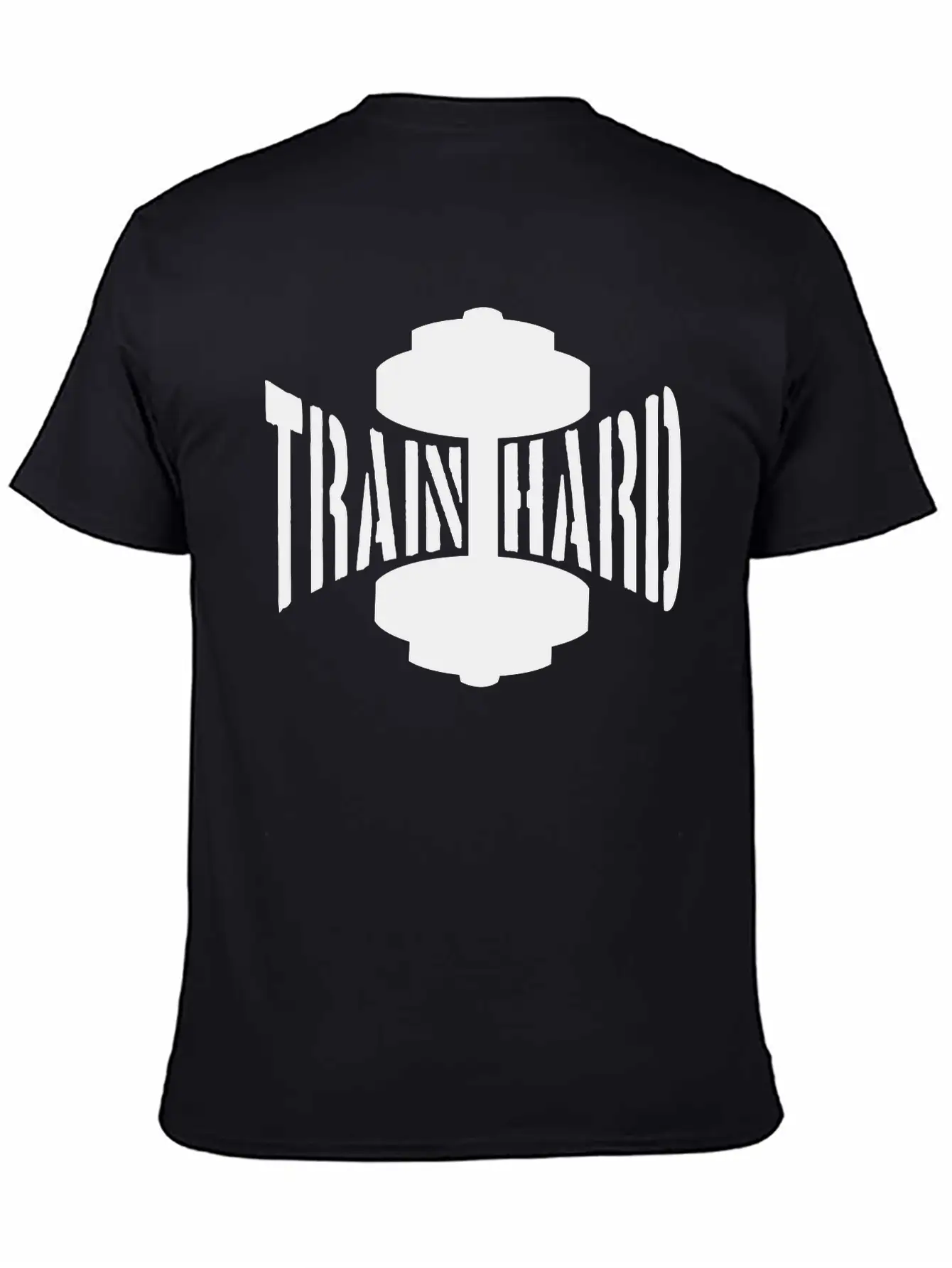 Train Hard Text Dumbbell Exercise Hand Arm Muscles Unisex Casual T-Shirt – Clean Design For Daily Comfort