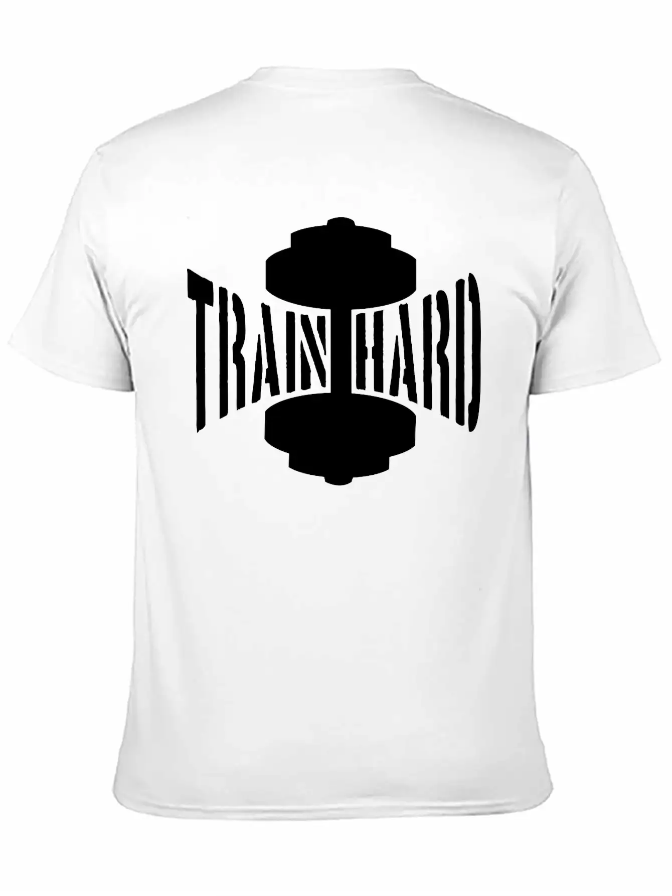 Train Hard Text Dumbbell Exercise Hand Arm Muscles Unisex Casual T-Shirt – Clean Design For Daily Comfort