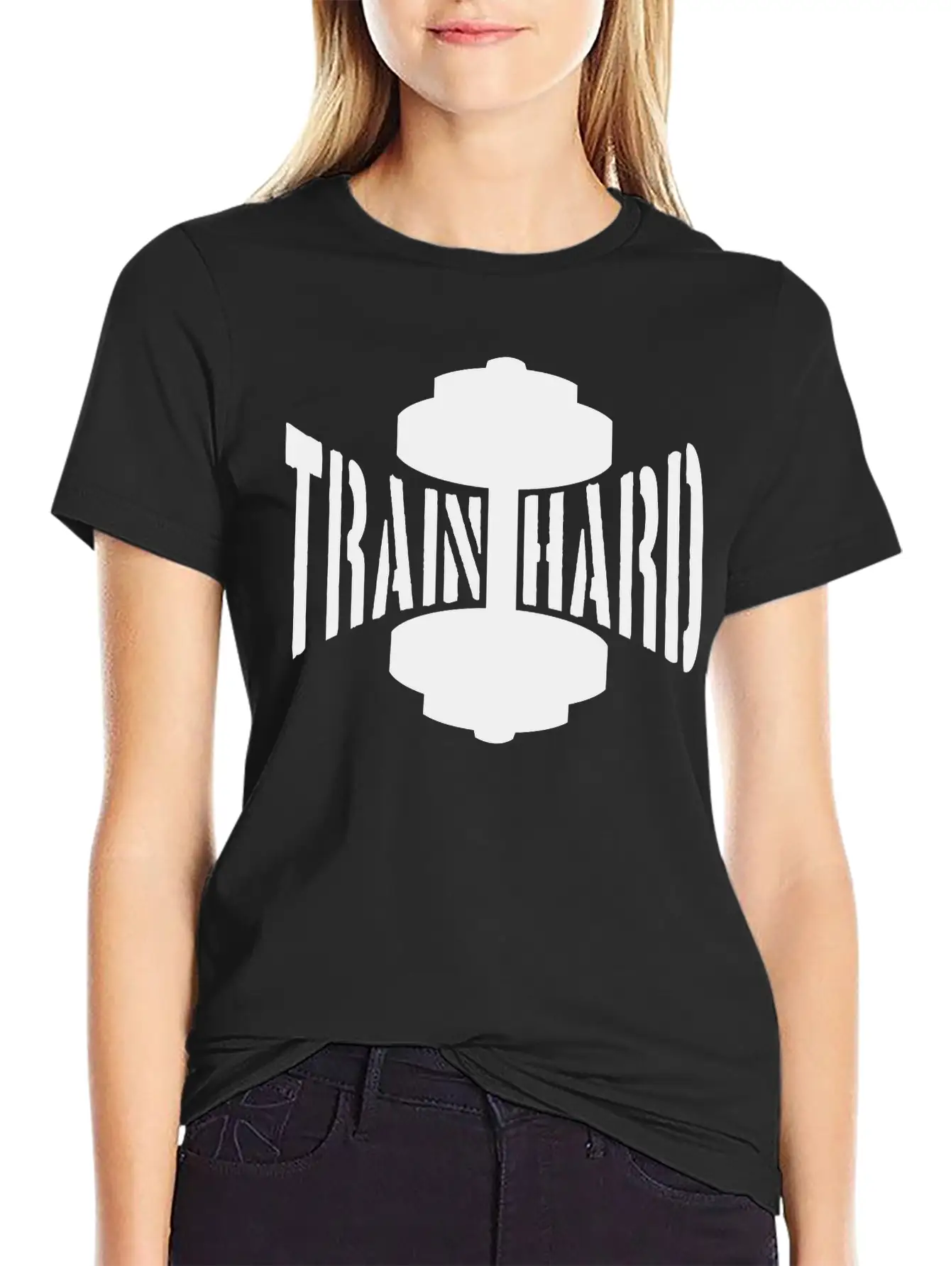 Train Hard Text Dumbbell Exercise Hand Arm Muscles Unisex Casual T-Shirt – Clean Design For Daily Comfort